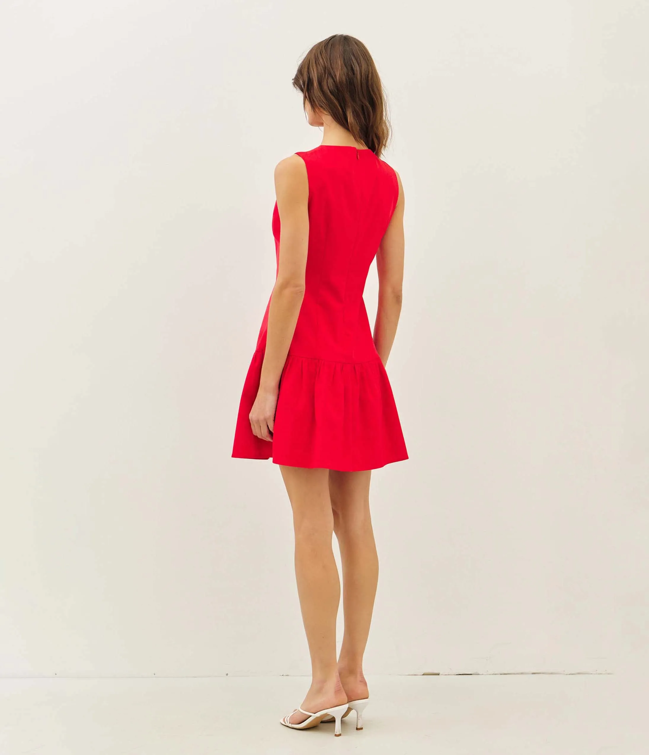 Red Drop Waist Button Front Mini Dress sold by Unique Vintage product image thumbnail 3