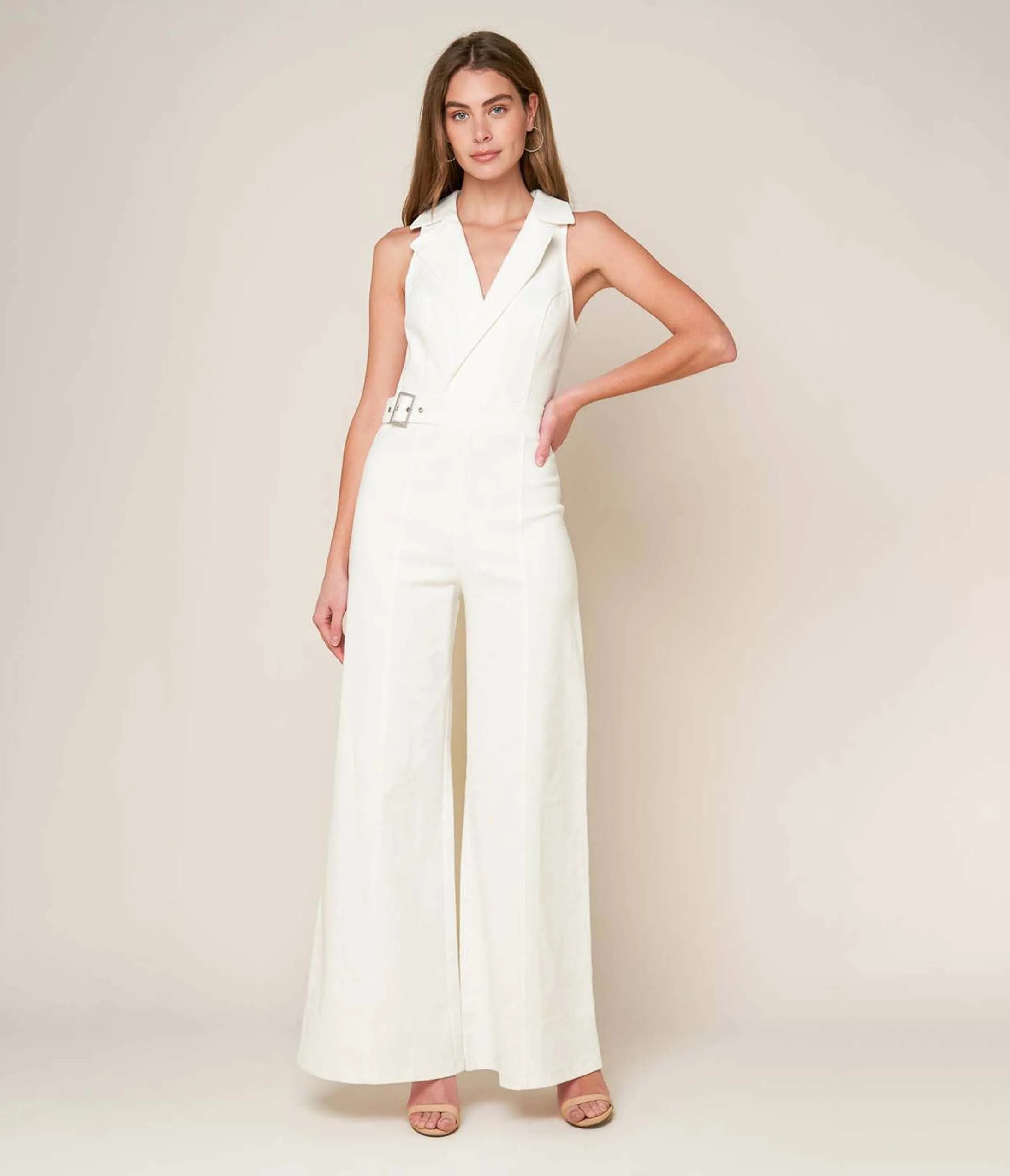 White Belted Shopping Around Jumpsuit sold by Unique Vintage product image thumbnail 4