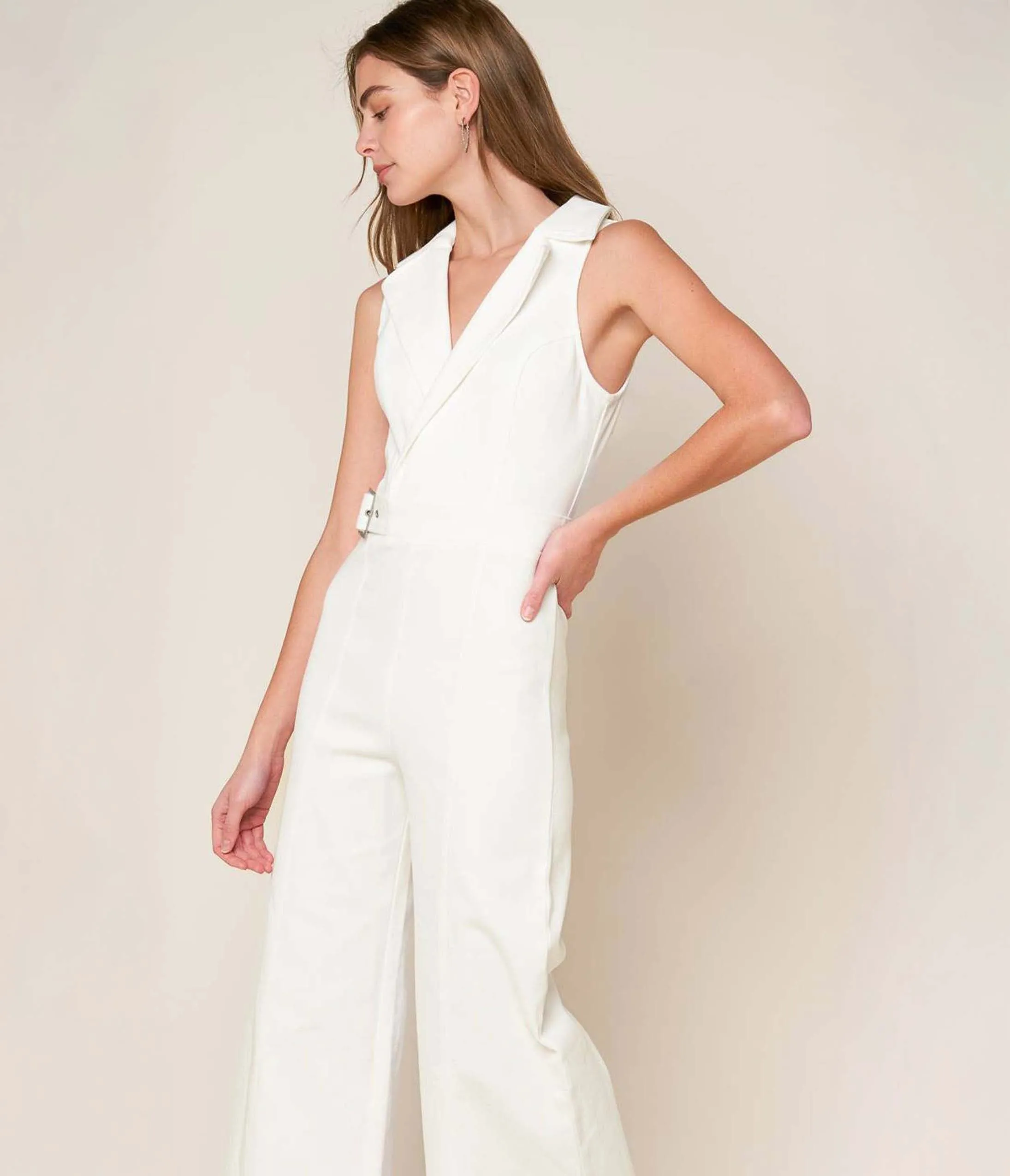 White Belted Shopping Around Jumpsuit sold by Unique Vintage product image thumbnail 2