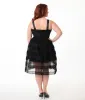 Unique Vintage Plus Size Black Tiered Sheer Midi Dress sold by Unique Vintage