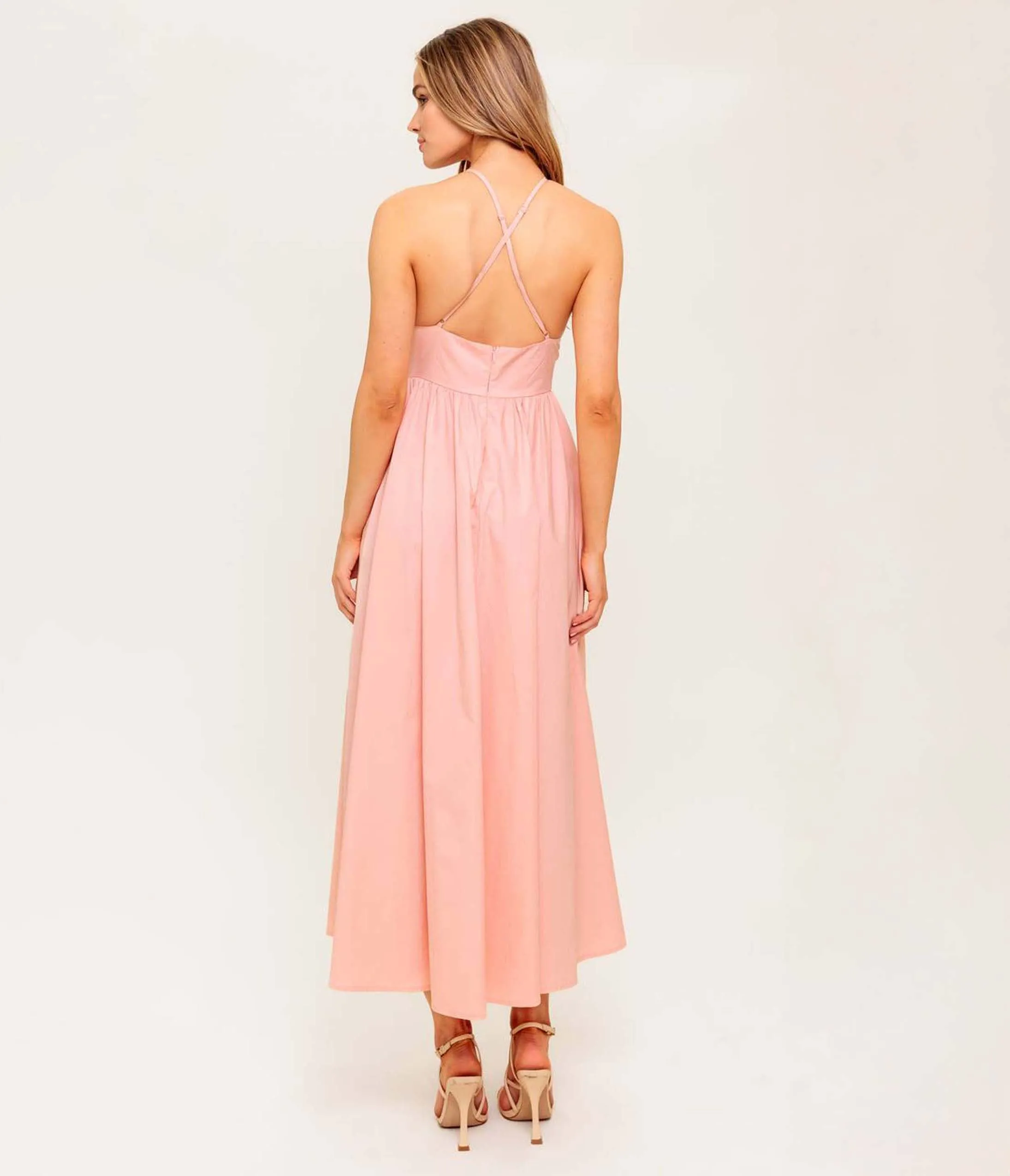 Coral Fern Kissed Halter Midi Dress sold by Unique Vintage product image thumbnail 4