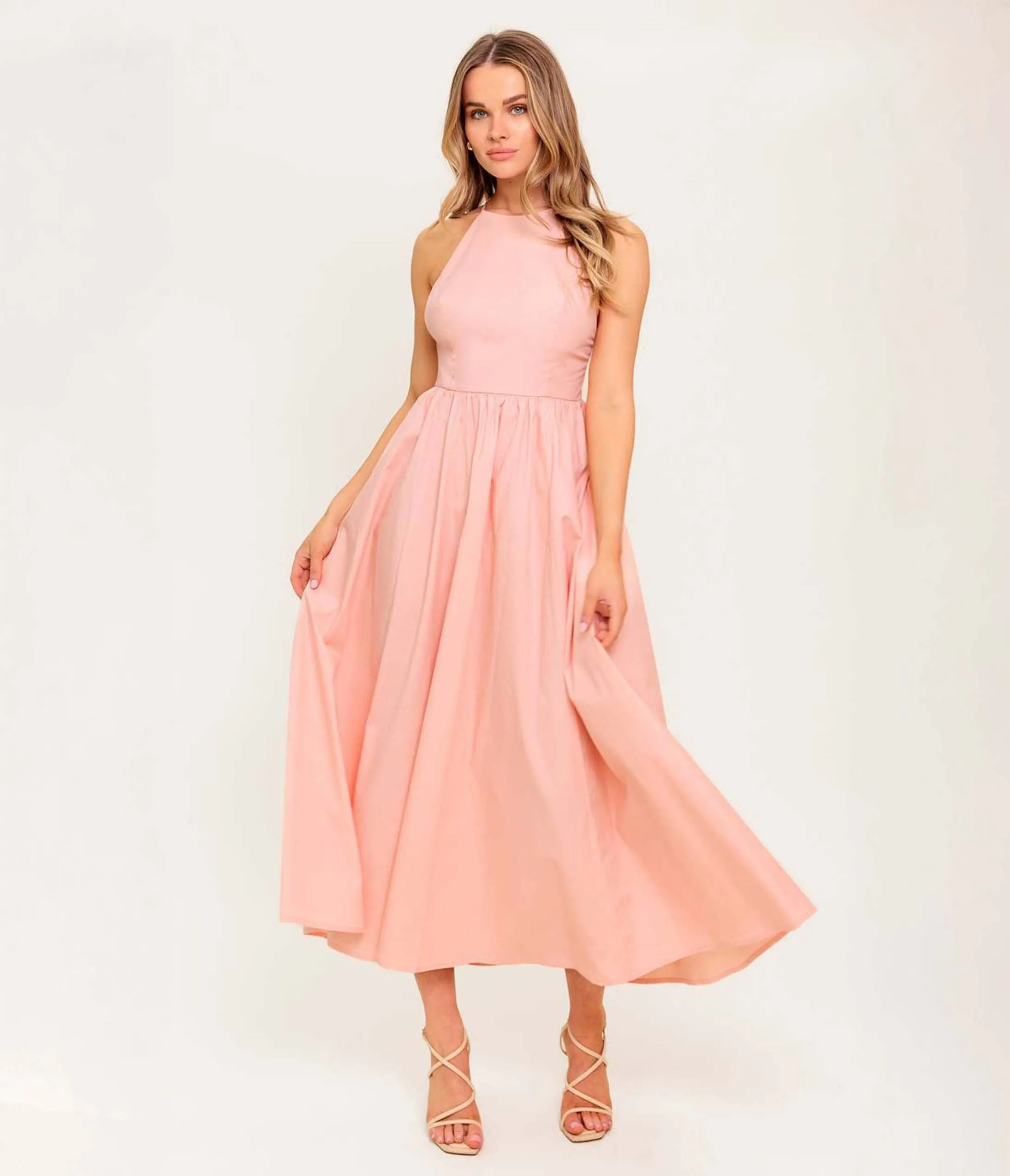 Coral Fern Kissed Halter Midi Dress sold by Unique Vintage product image thumbnail 2