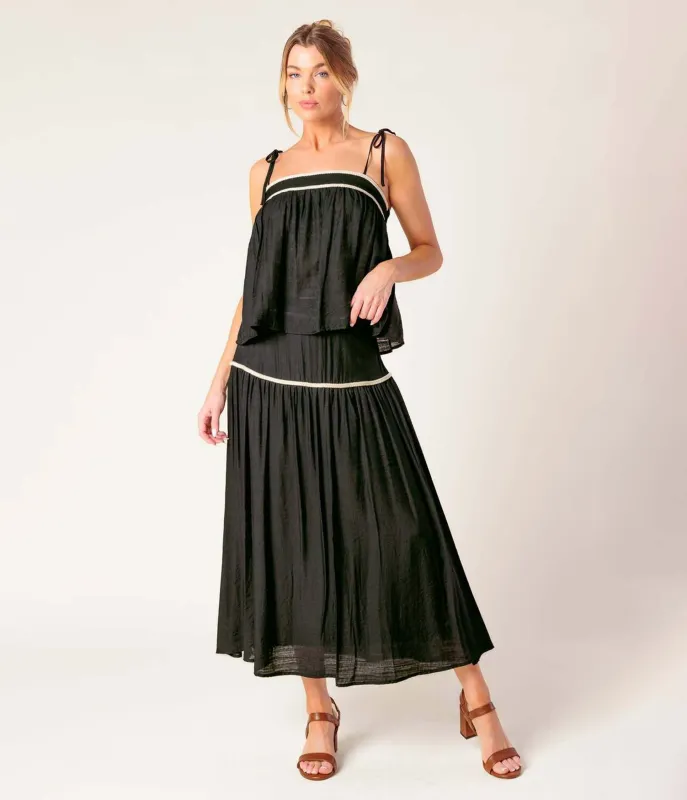 Black & Cream Divide & Contour Top & Skirt Set sold by Unique Vintage