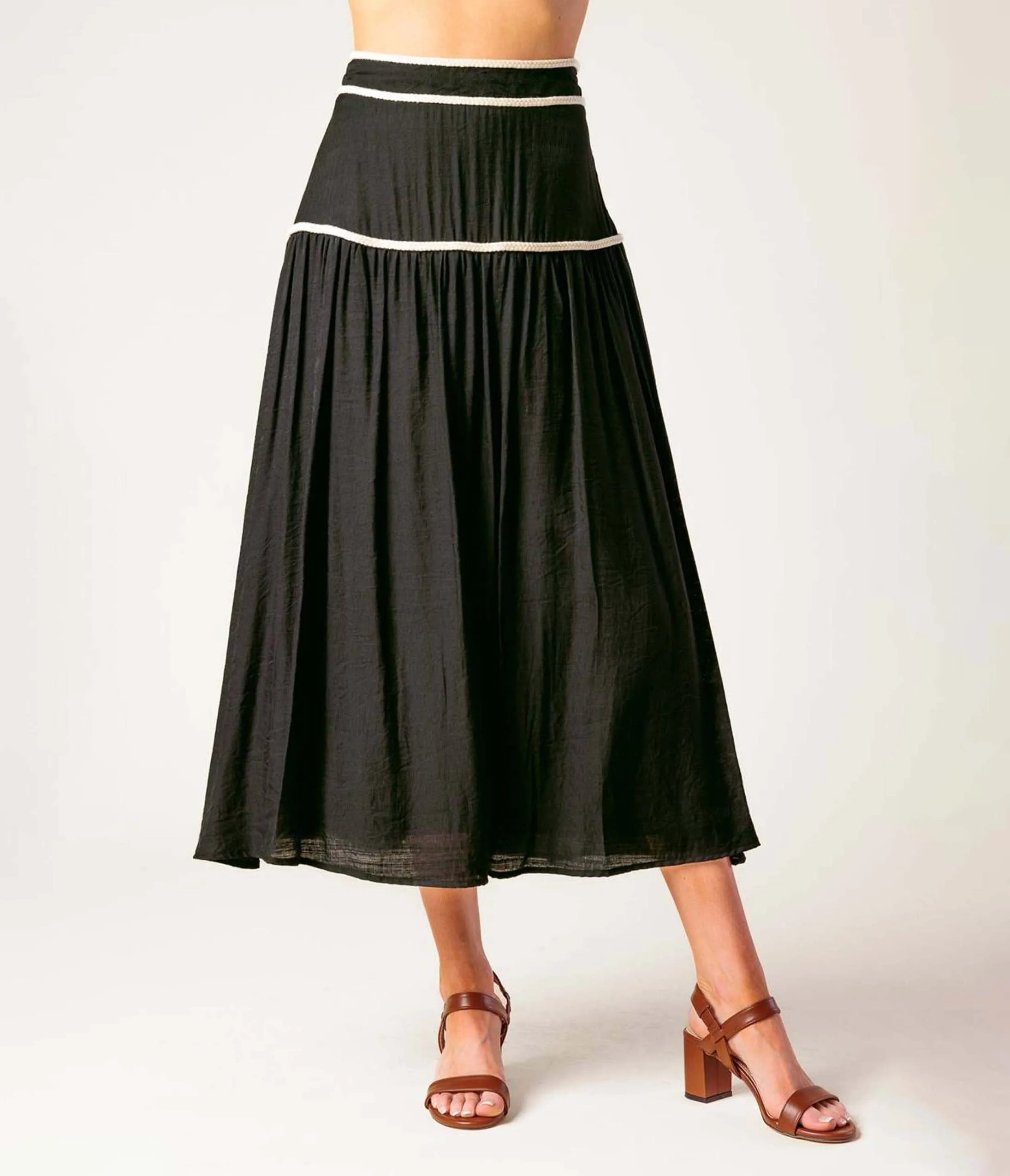 Black & Cream Divide & Contour Top & Skirt Set sold by Unique Vintage product image thumbnail 5