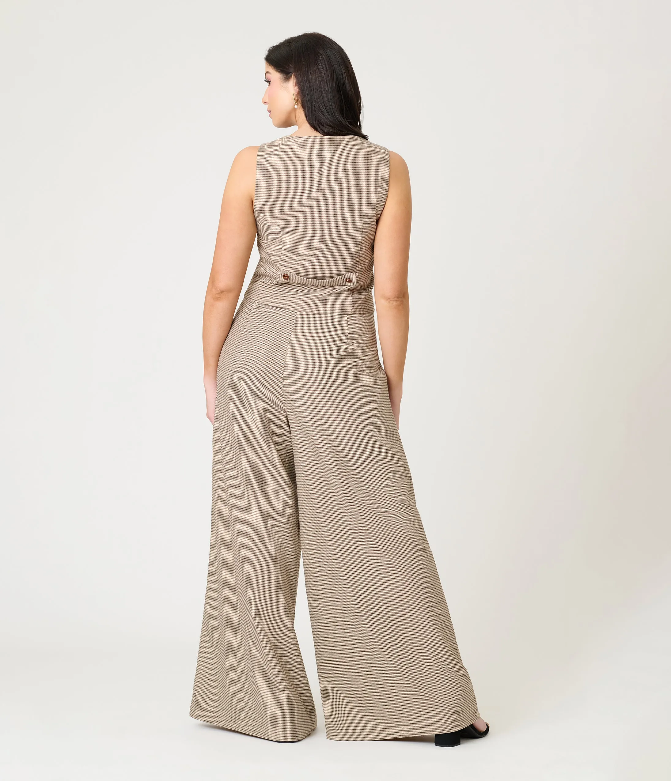 Royal Monk Brown Houndstooth Eliza Trousers sold by Unique Vintage product image thumbnail 3