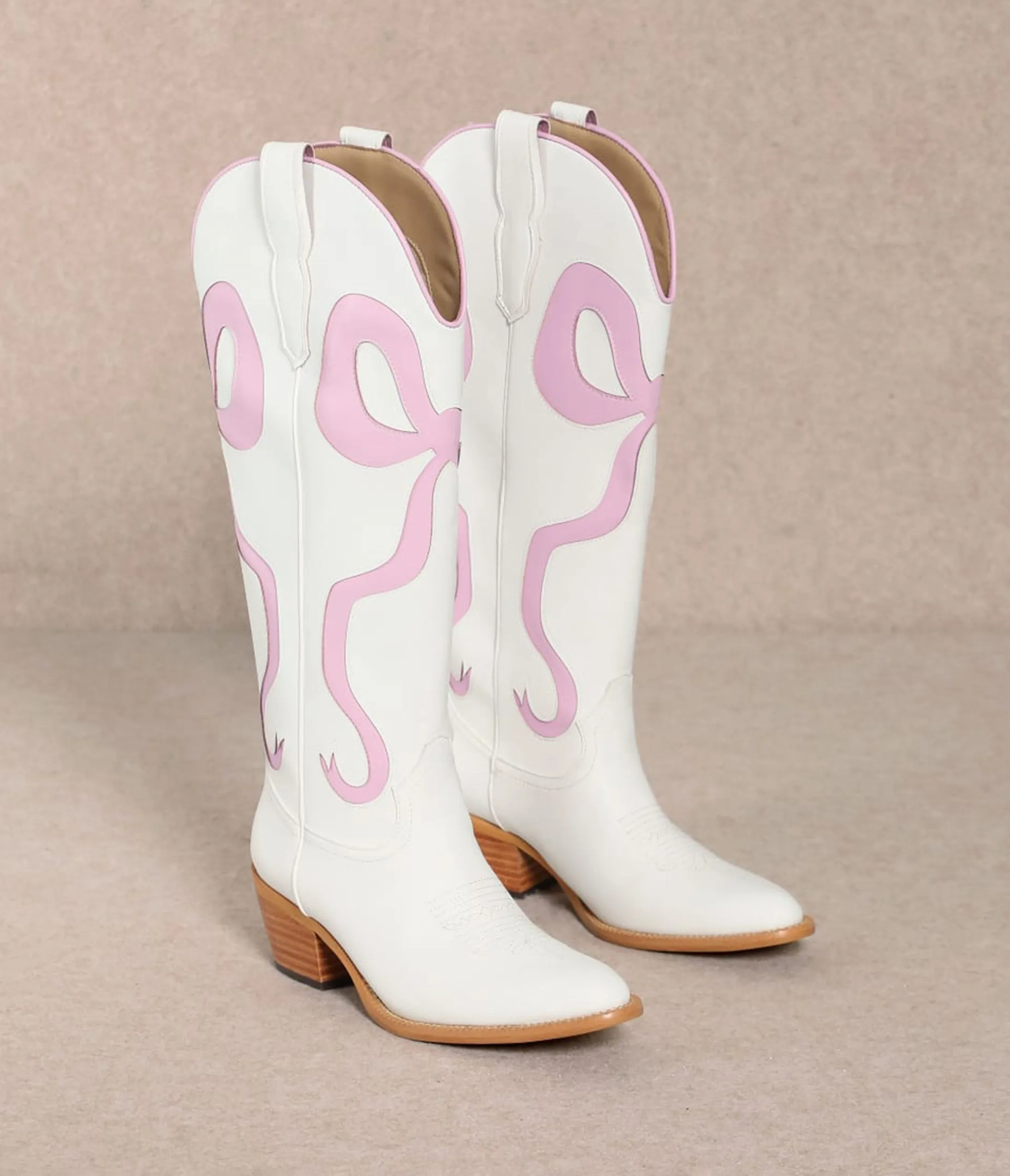 Pink & White Ruby Bow Cowboy Boots sold by Unique Vintage product image thumbnail 2