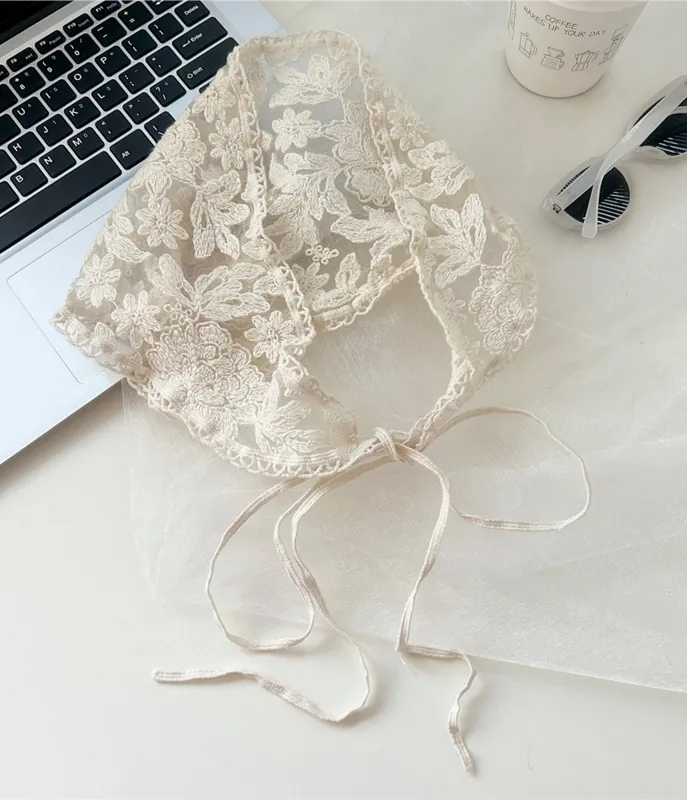 Lace Triangle Hair Scarf sold by Unique Vintage