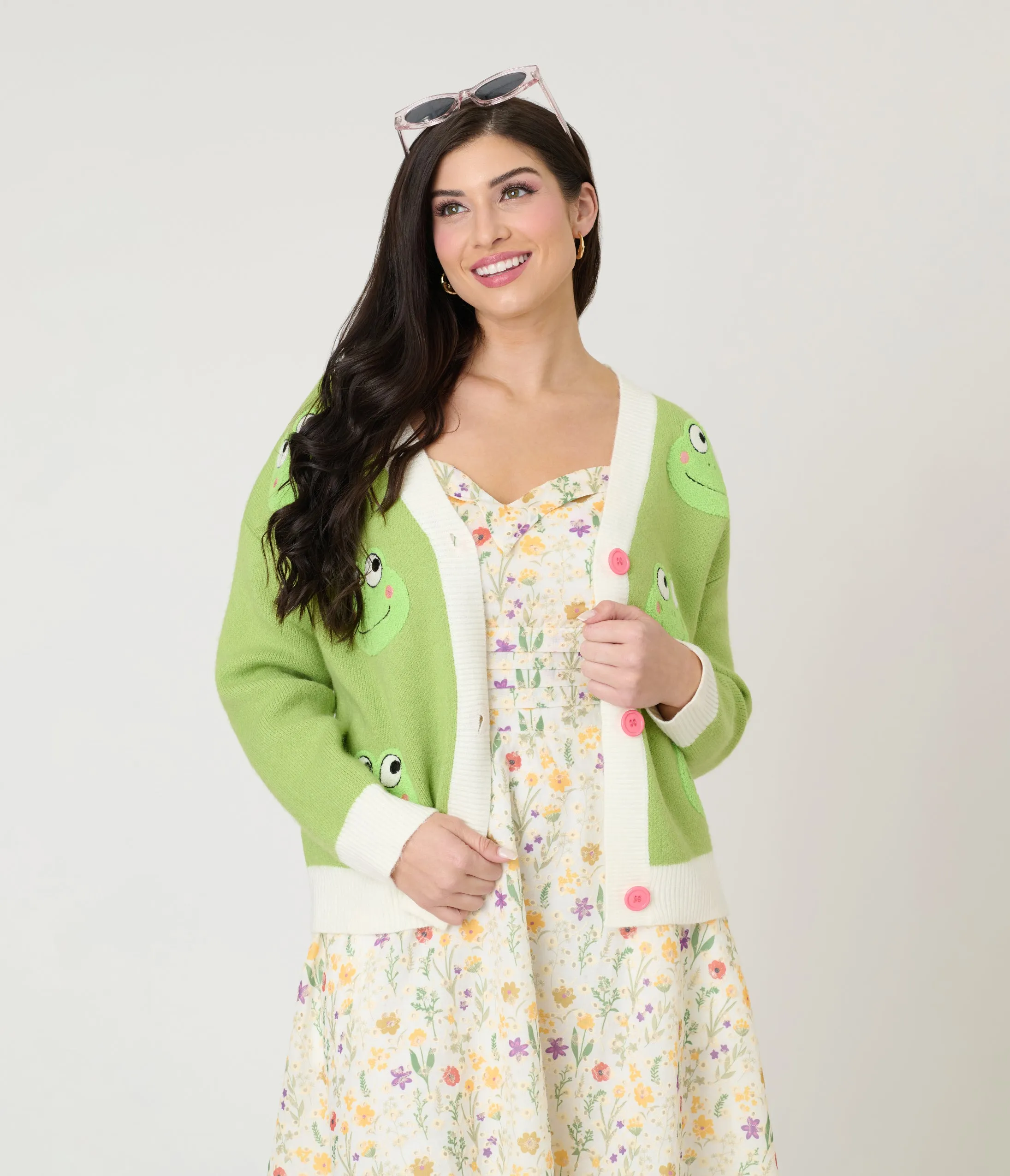 Green Friendly Frog Cardigan sold by Unique Vintage product image thumbnail 4