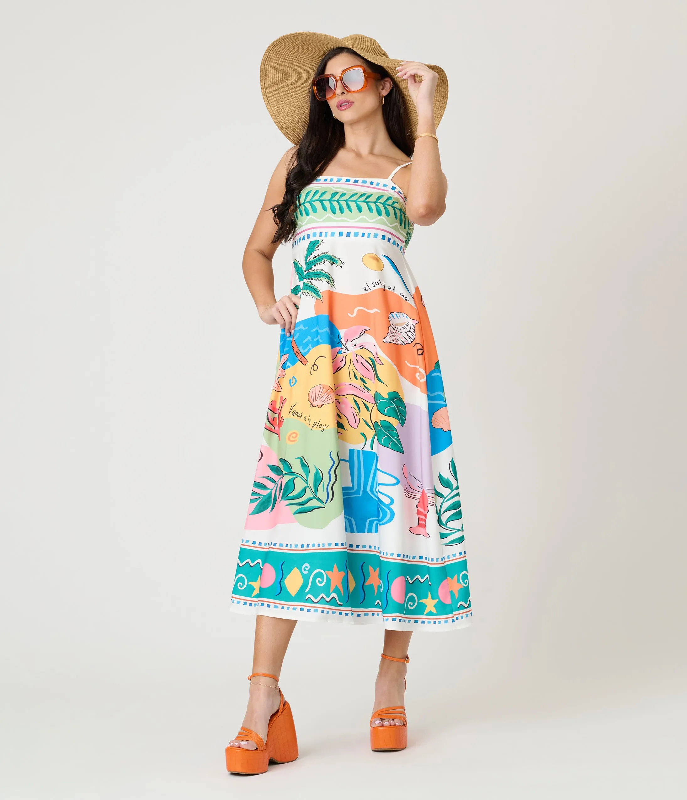 Beach Print Maxi Cami Dress sold by Unique Vintage product image thumbnail 3