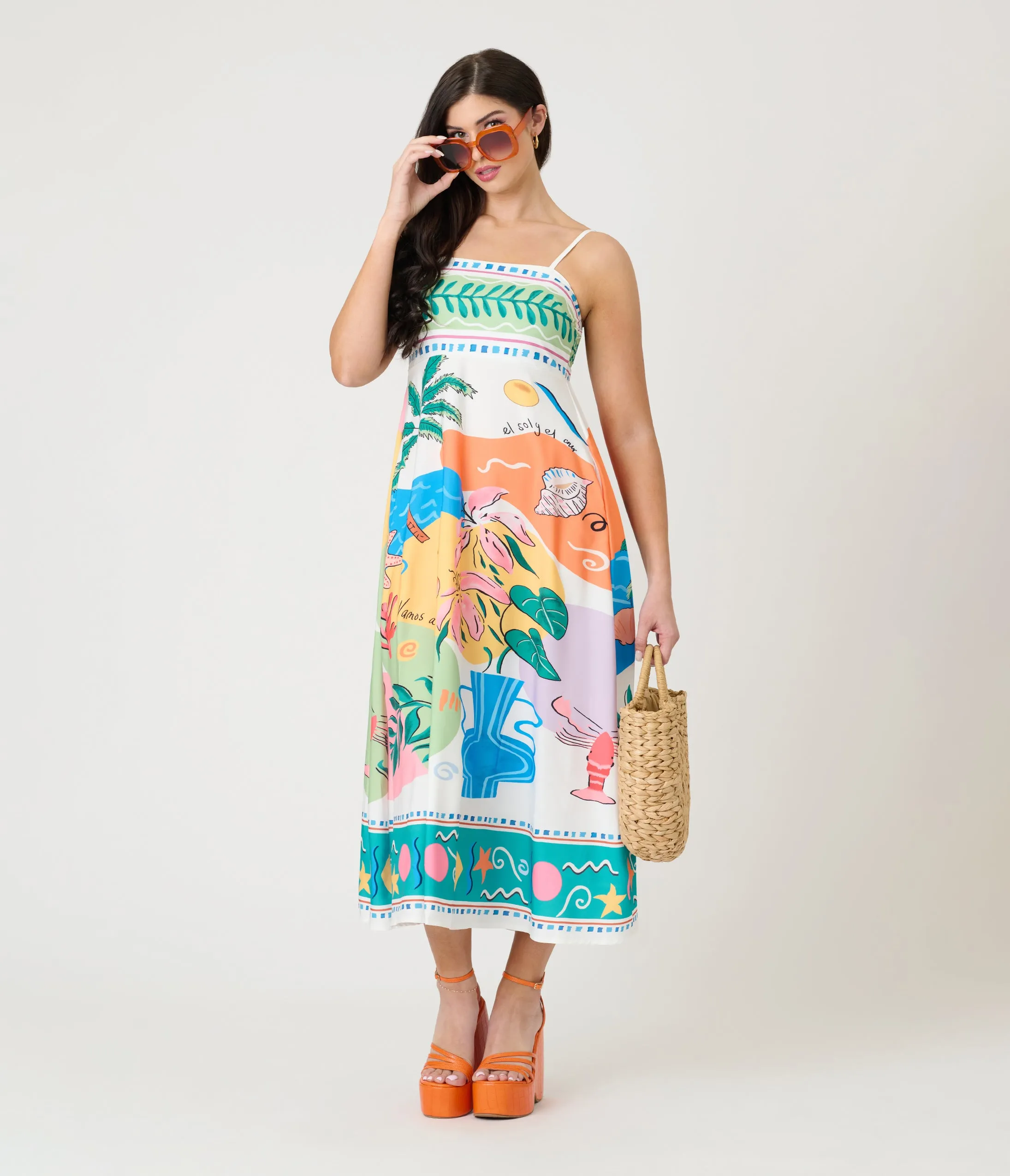 Beach Print Maxi Cami Dress sold by Unique Vintage product image thumbnail 4