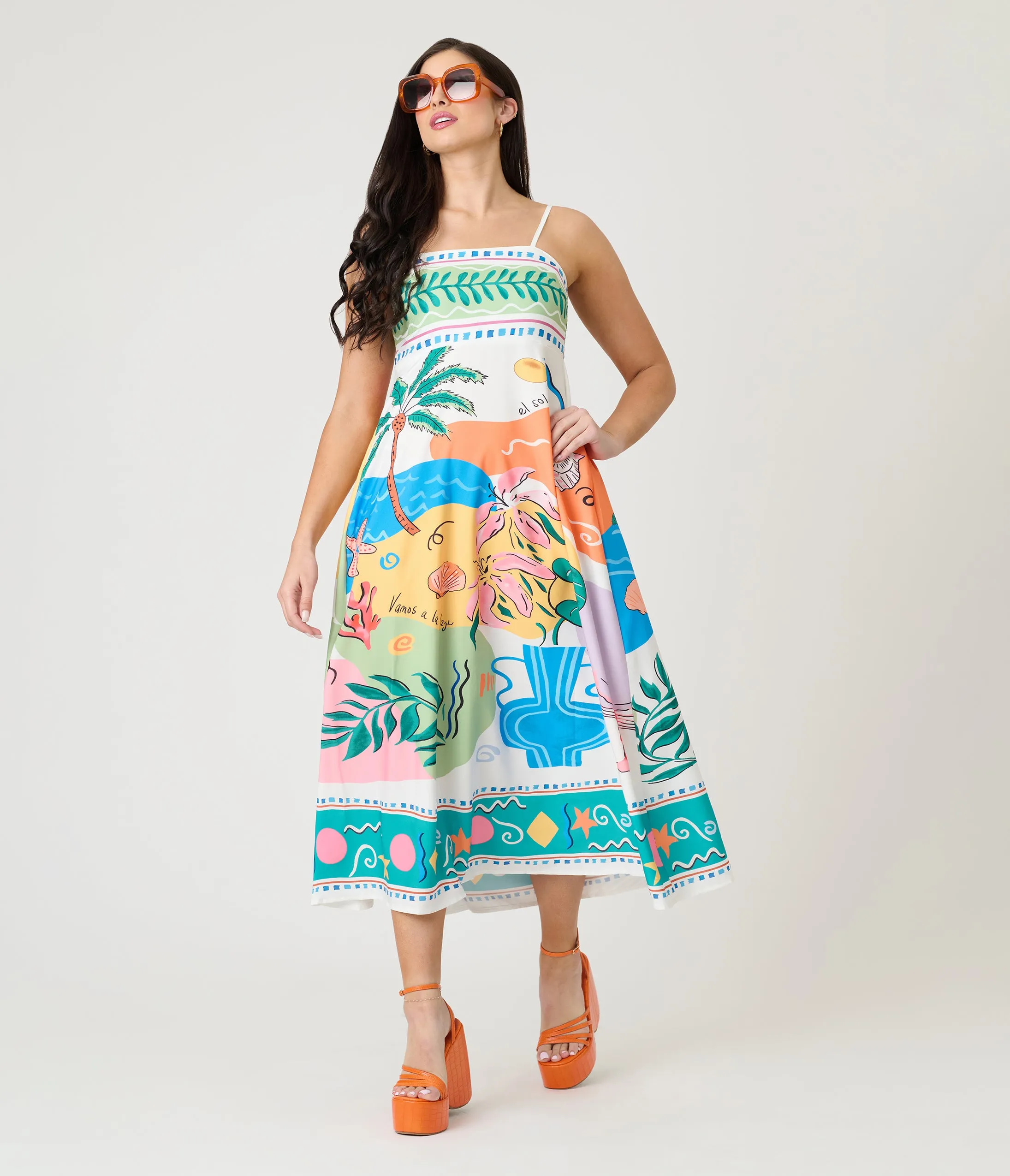 Beach Print Maxi Cami Dress sold by Unique Vintage