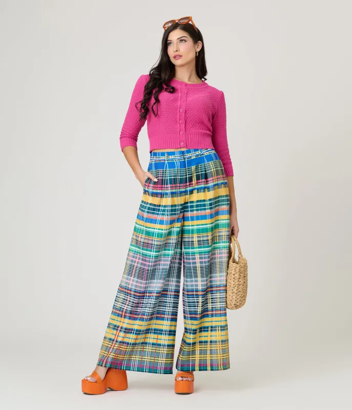 Multicolor Plaid Loose Straight Leg Pants sold by Unique Vintage