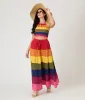 Rainbow Stripe Flowy Top & Skirt Set sold by Unique Vintage