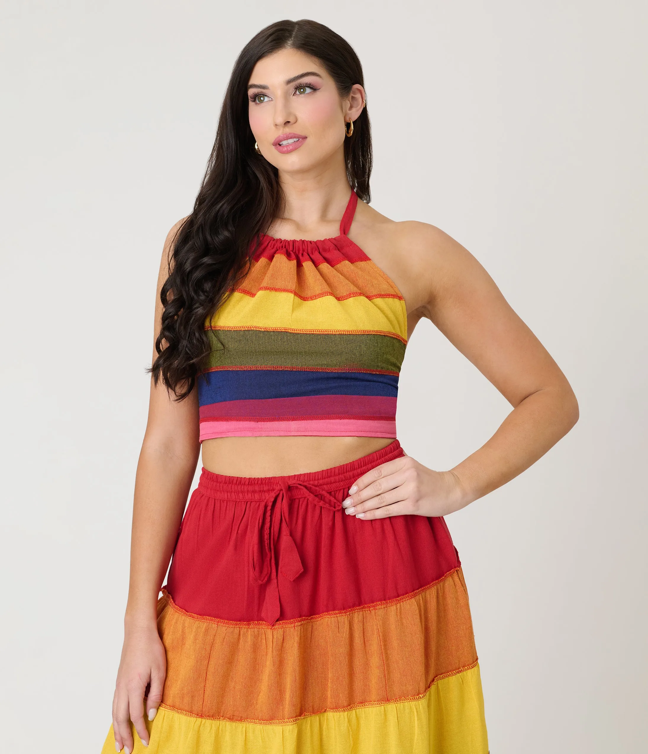 Rainbow Stripe Flowy Top & Skirt Set sold by Unique Vintage product image thumbnail 5