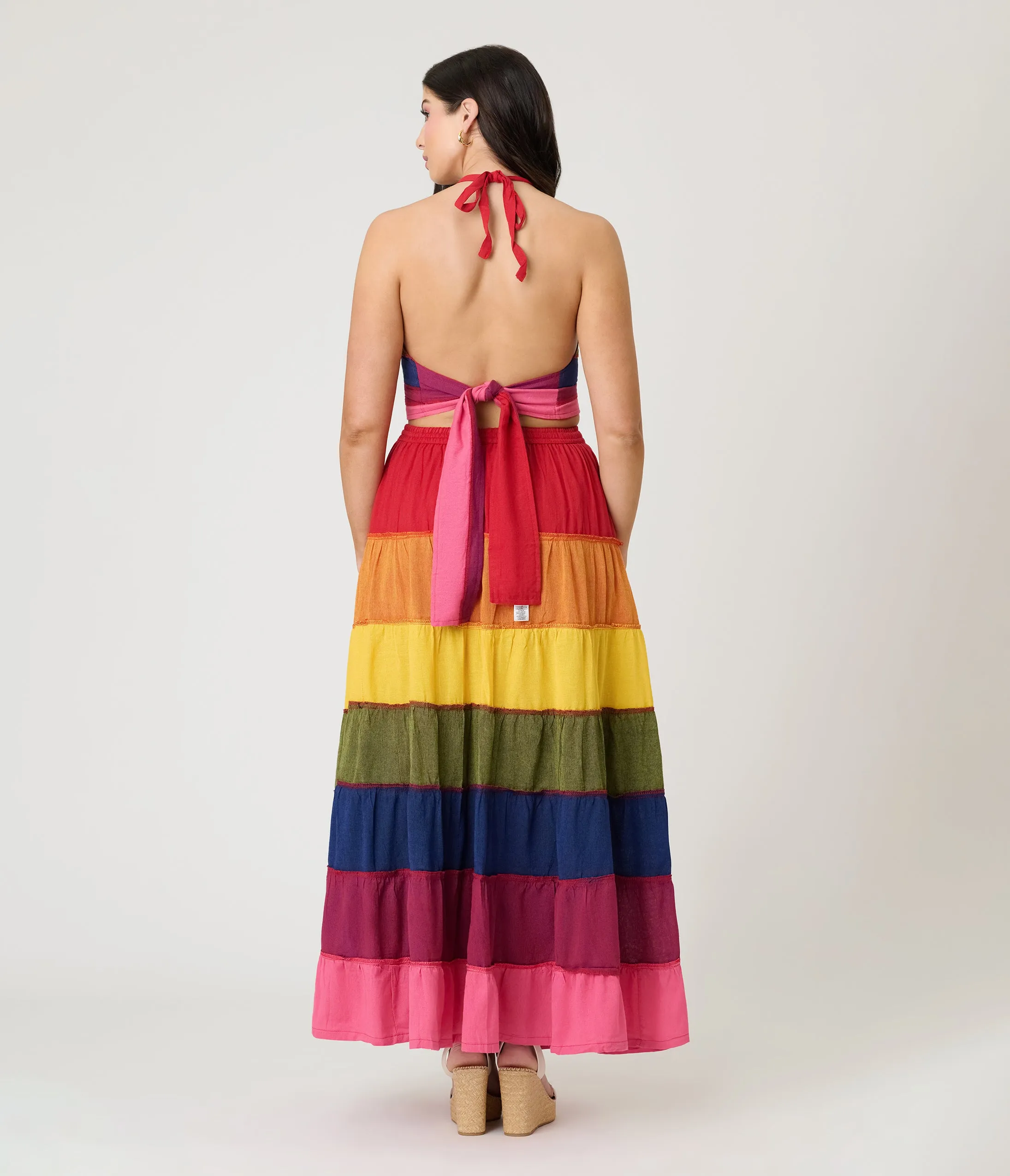 Rainbow Stripe Flowy Top & Skirt Set sold by Unique Vintage product image thumbnail 2