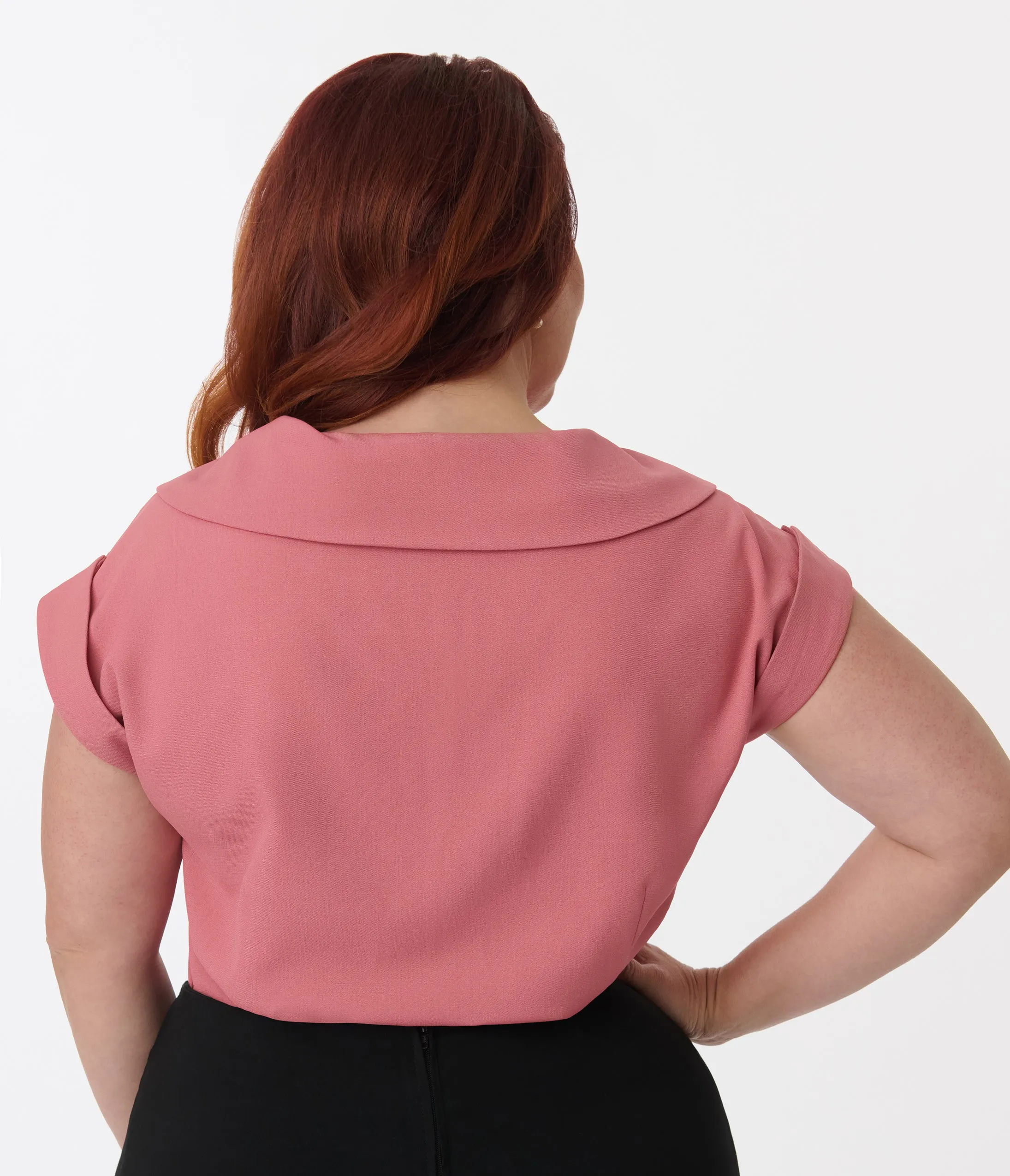 Unique Vintage Plus Size Dark Rose Twill Sleeveless Blouse sold by Unique Vintage product image thumbnail 3