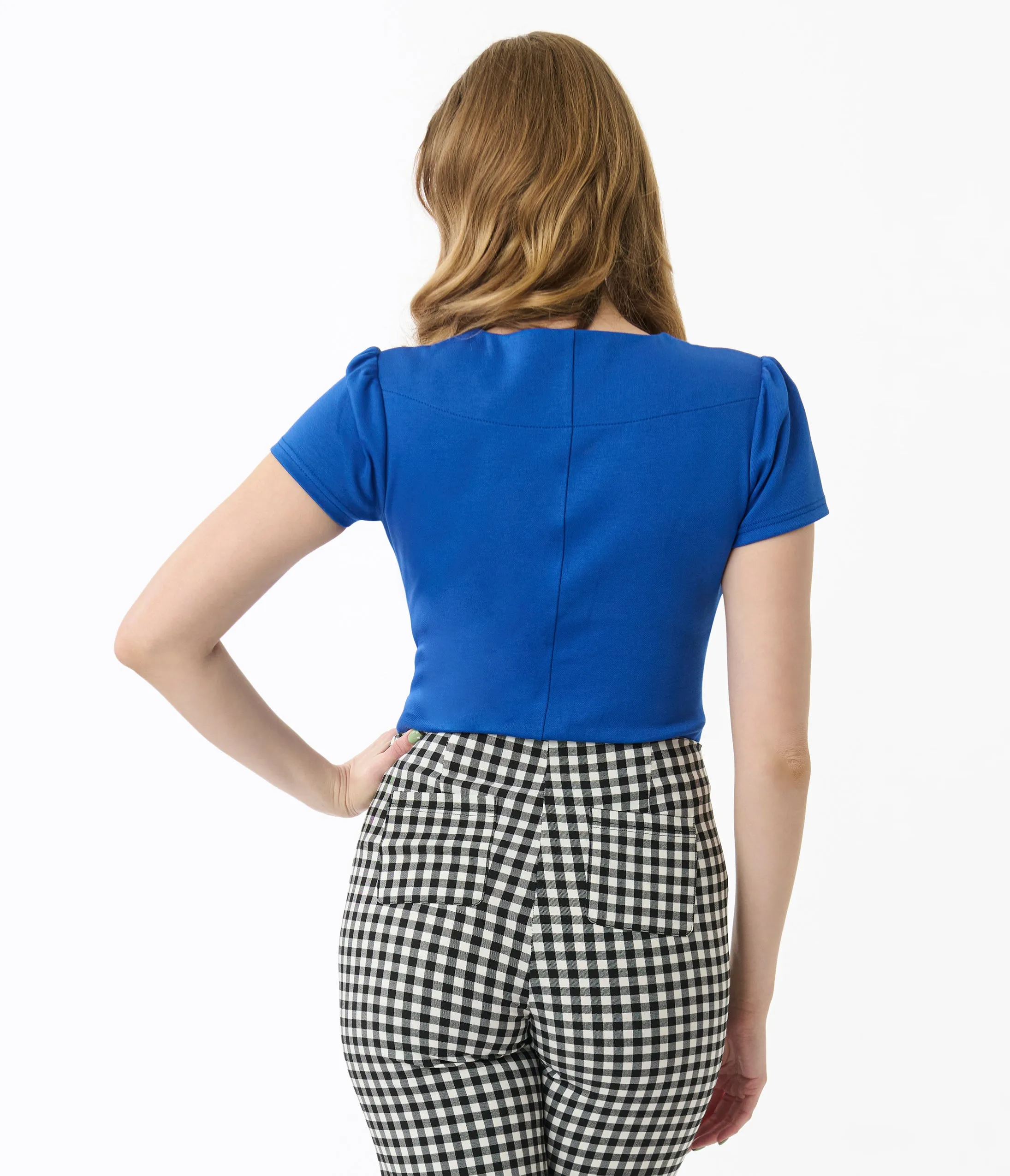 Unique Vintage Royal Blue Pentagon Collar Knit Top sold by Unique Vintage product image thumbnail 3