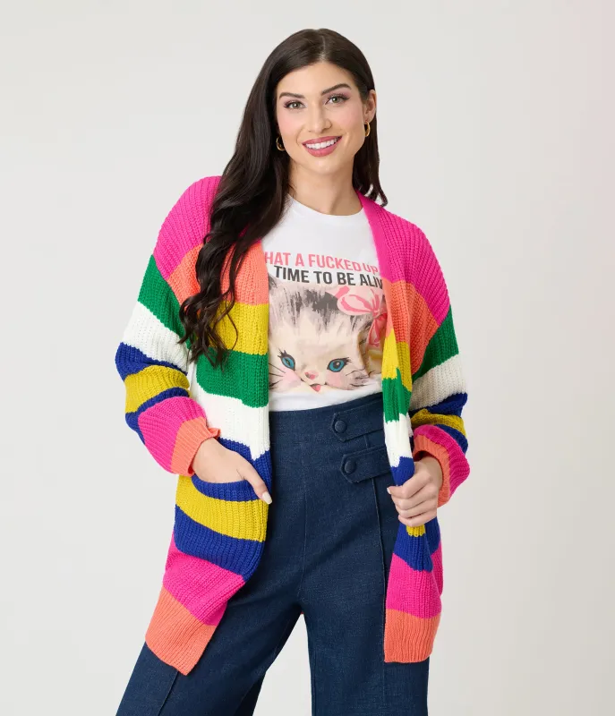 Rainbow Striped Knit Cardigan sold by Unique Vintage