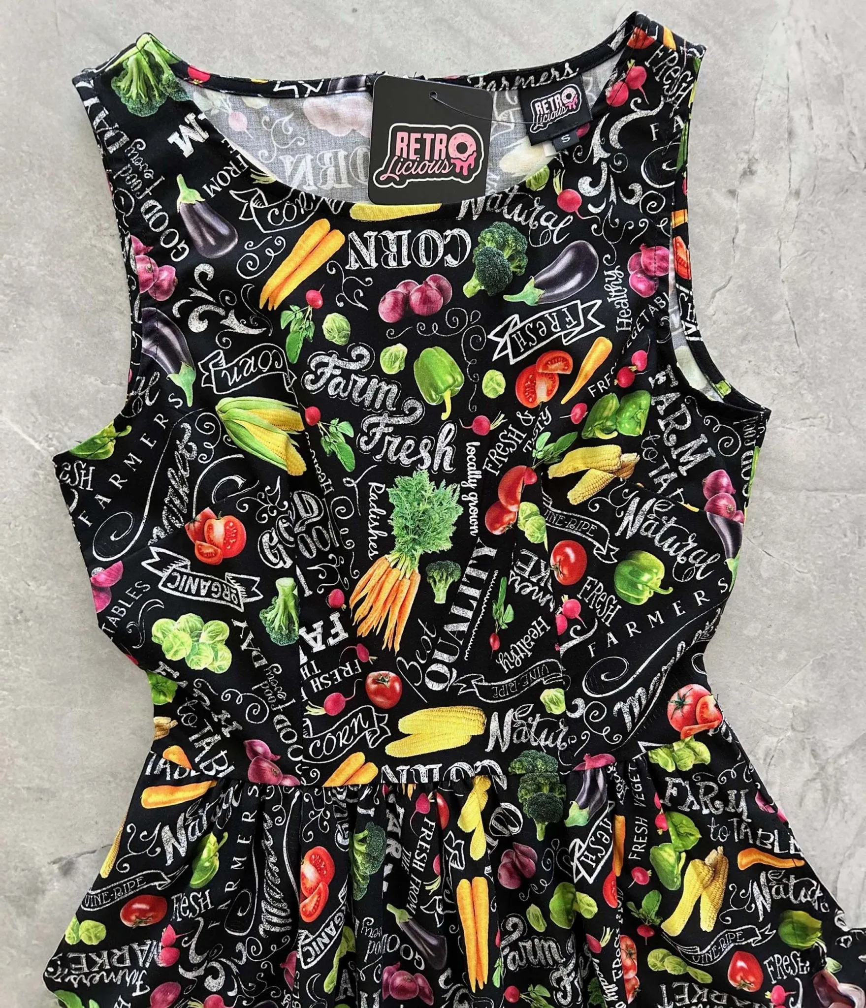 Retrolicious Farm Fresh Print Cotton Skater Dress sold by Unique Vintage product image thumbnail 2