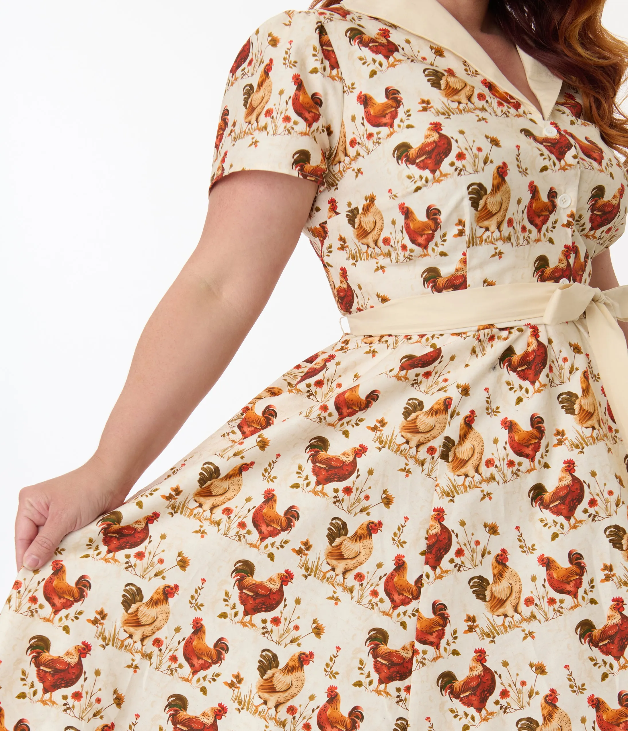 Unique Vintage Plus Size Rooster Print Cotton Shirt Dress sold by Unique Vintage product image thumbnail 2