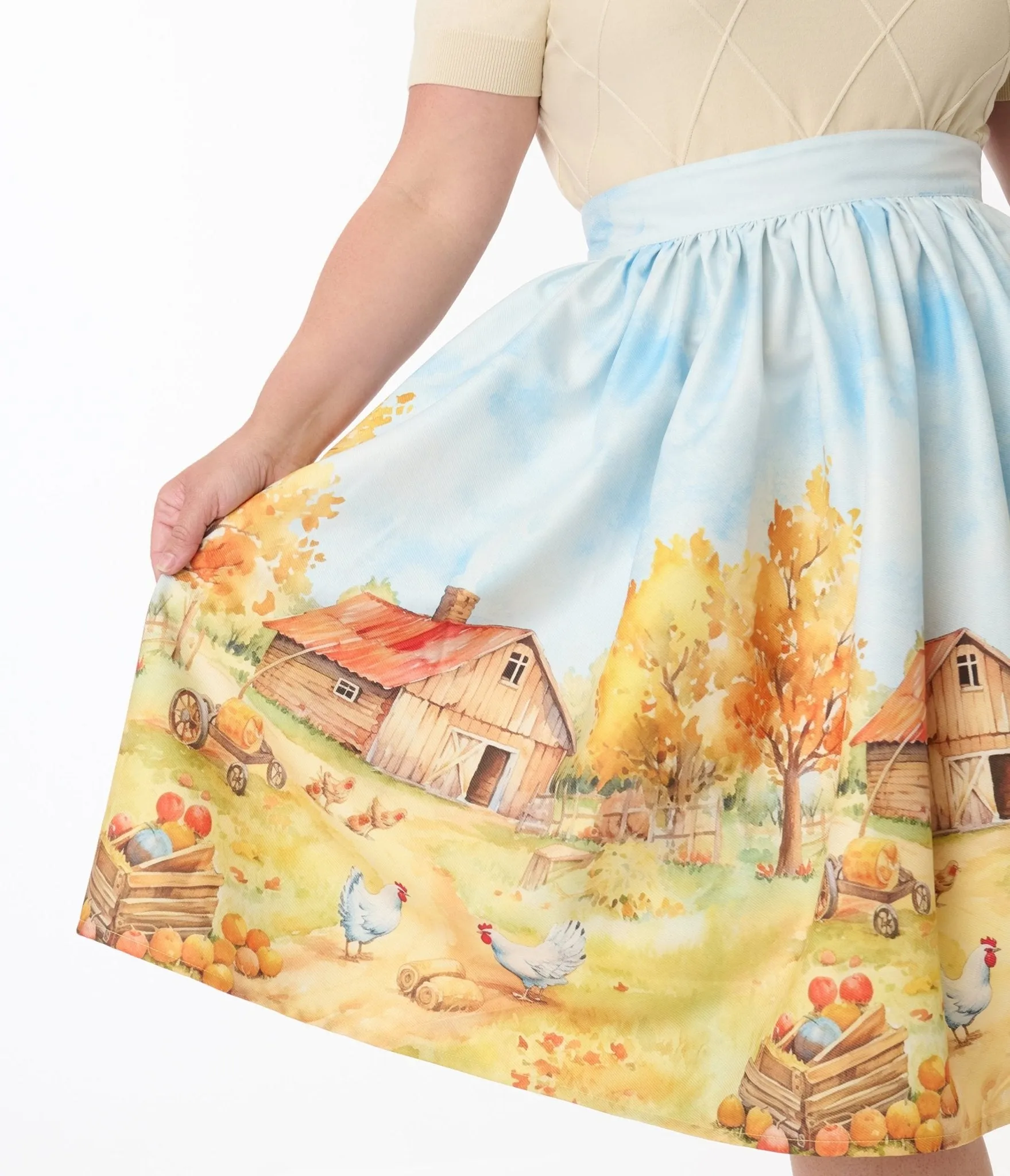 Unique Vintage Plus Size Farm Print Gellar Swing Skirt sold by Unique Vintage product image thumbnail 2