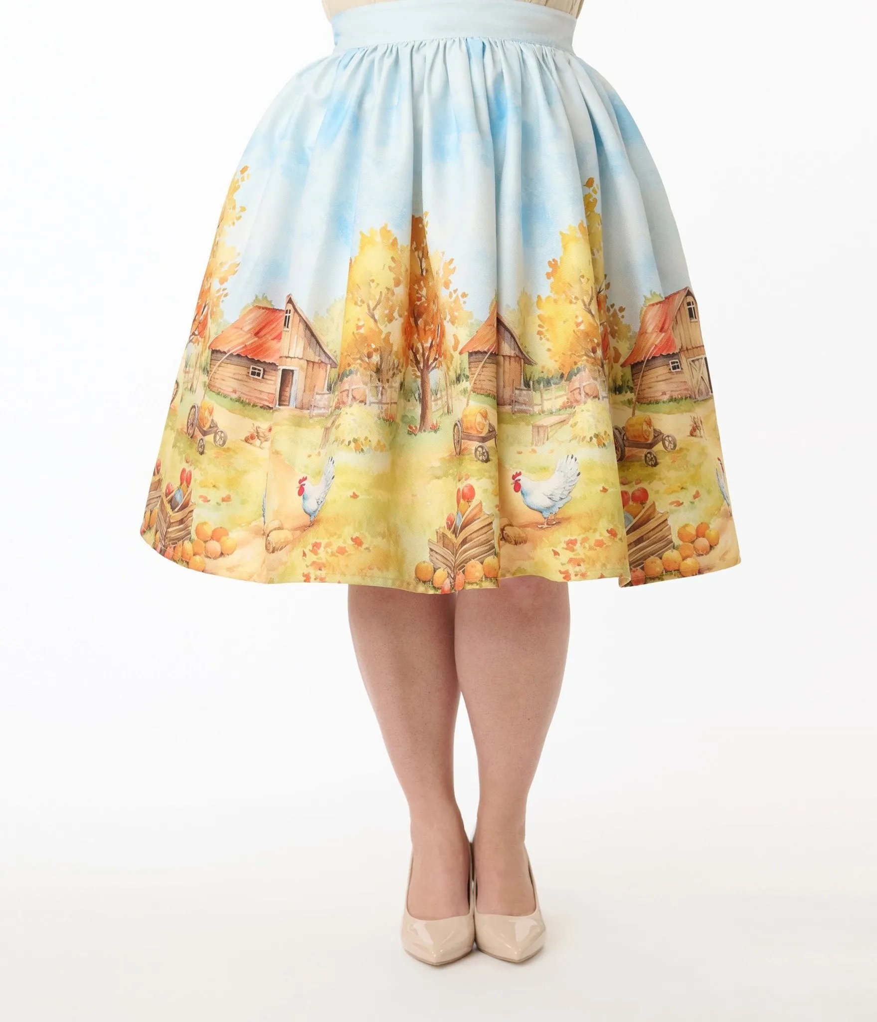 Unique Vintage Plus Size Farm Print Gellar Swing Skirt sold by Unique Vintage product image thumbnail 3