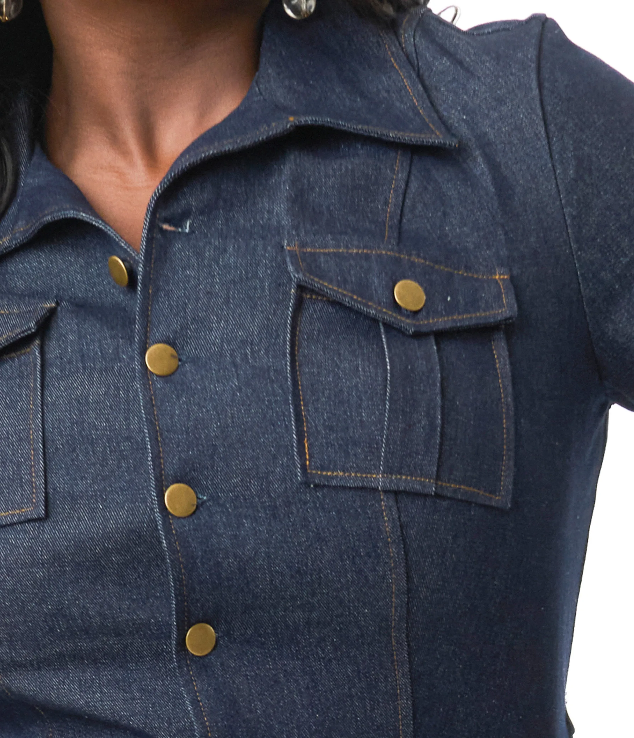 Unique Vintage Plus Size Dark Denim Garage Style Romper sold by Unique Vintage product image thumbnail 2