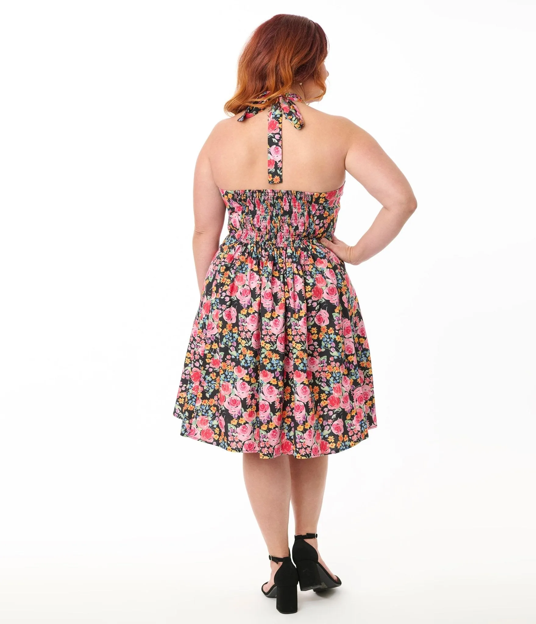 Smak Parlour Plus Size Painted Roses Sweetheart Halter Flare Dress sold by Unique Vintage product image thumbnail 3