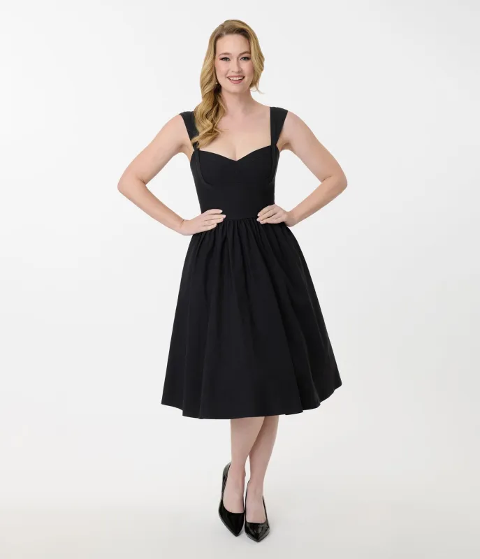 Unique Vintage Black Sleeveless Swing Dress sold by Unique Vintage
