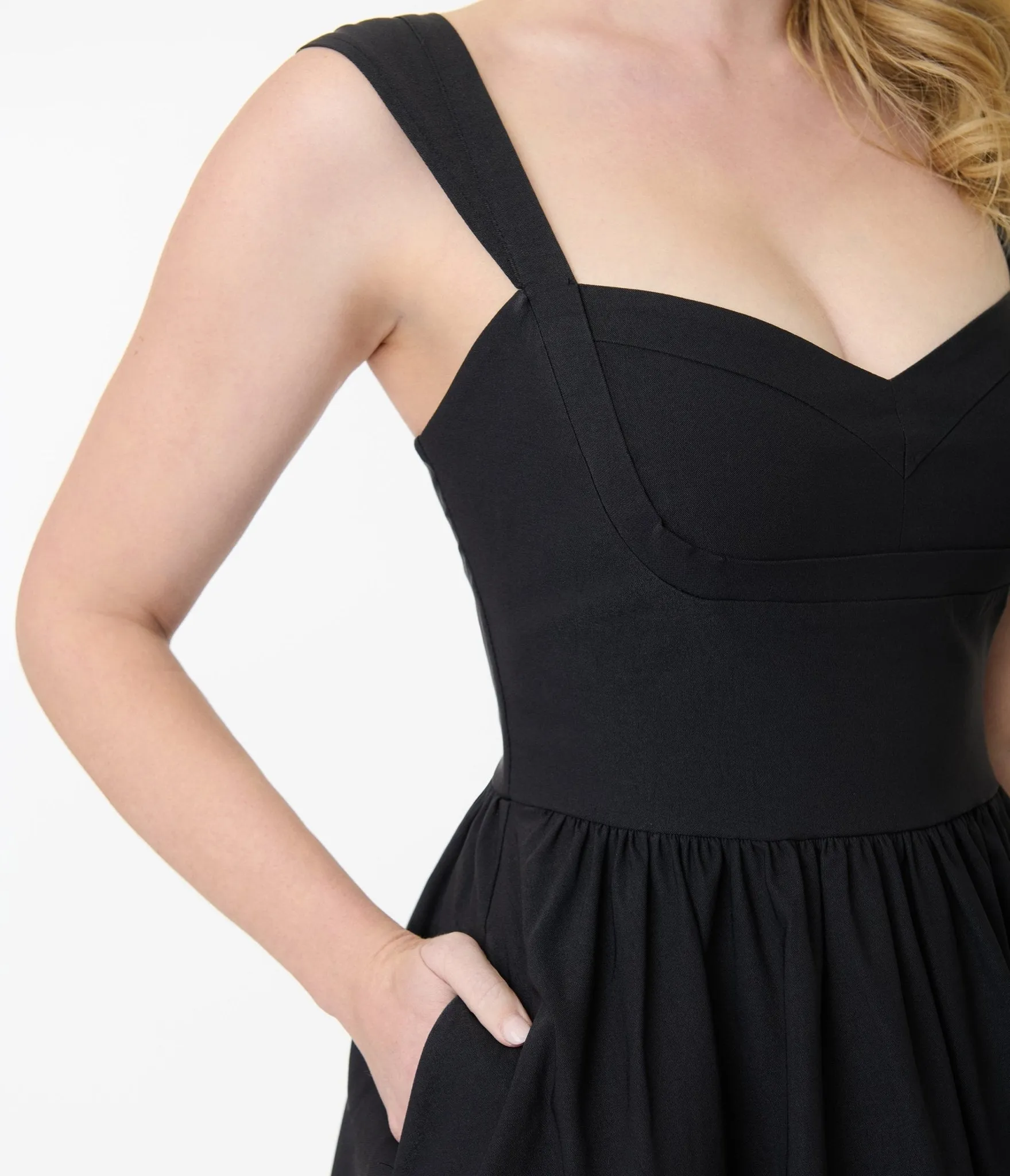 Unique Vintage Black Sleeveless Swing Dress sold by Unique Vintage product image thumbnail 2