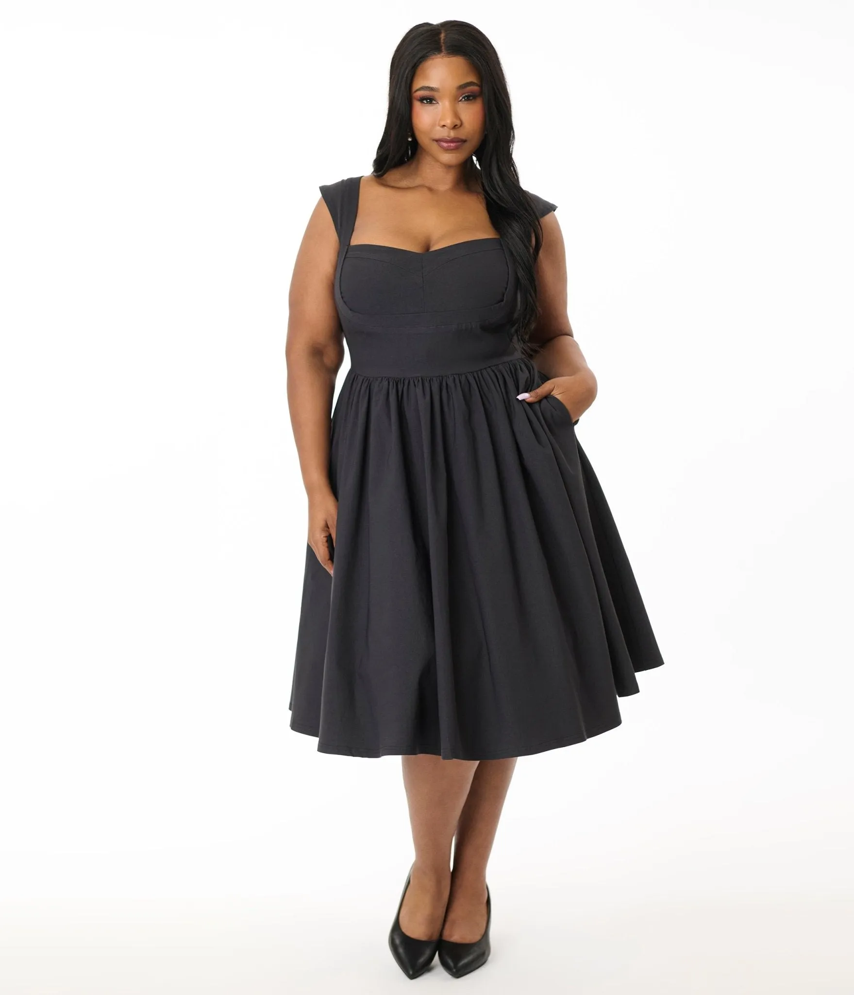 Unique Vintage Plus Size Black Sleeveless Swing Dress sold by Unique Vintage product image thumbnail 4