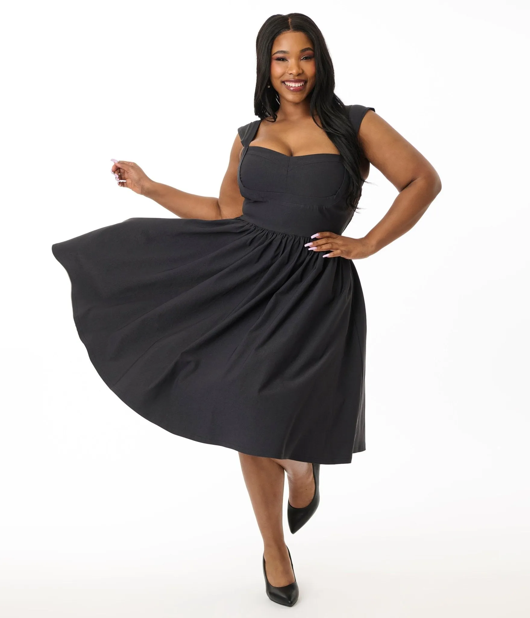 Unique Vintage Plus Size Black Sleeveless Swing Dress sold by Unique Vintage