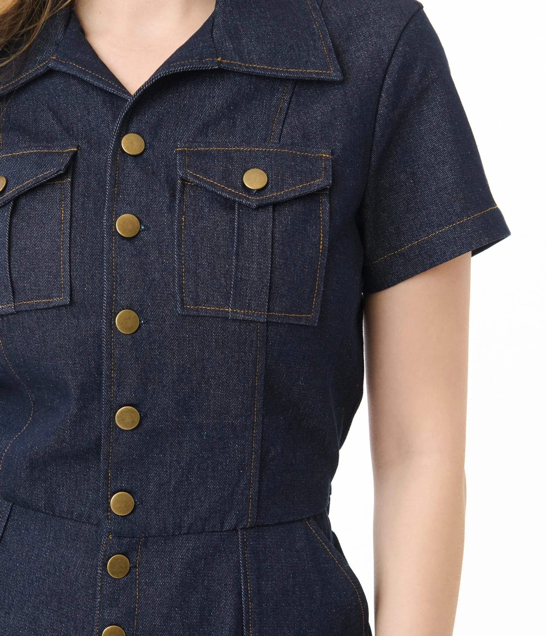 Unique Vintage Dark Denim Garage Style Romper sold by Unique Vintage product image thumbnail 2