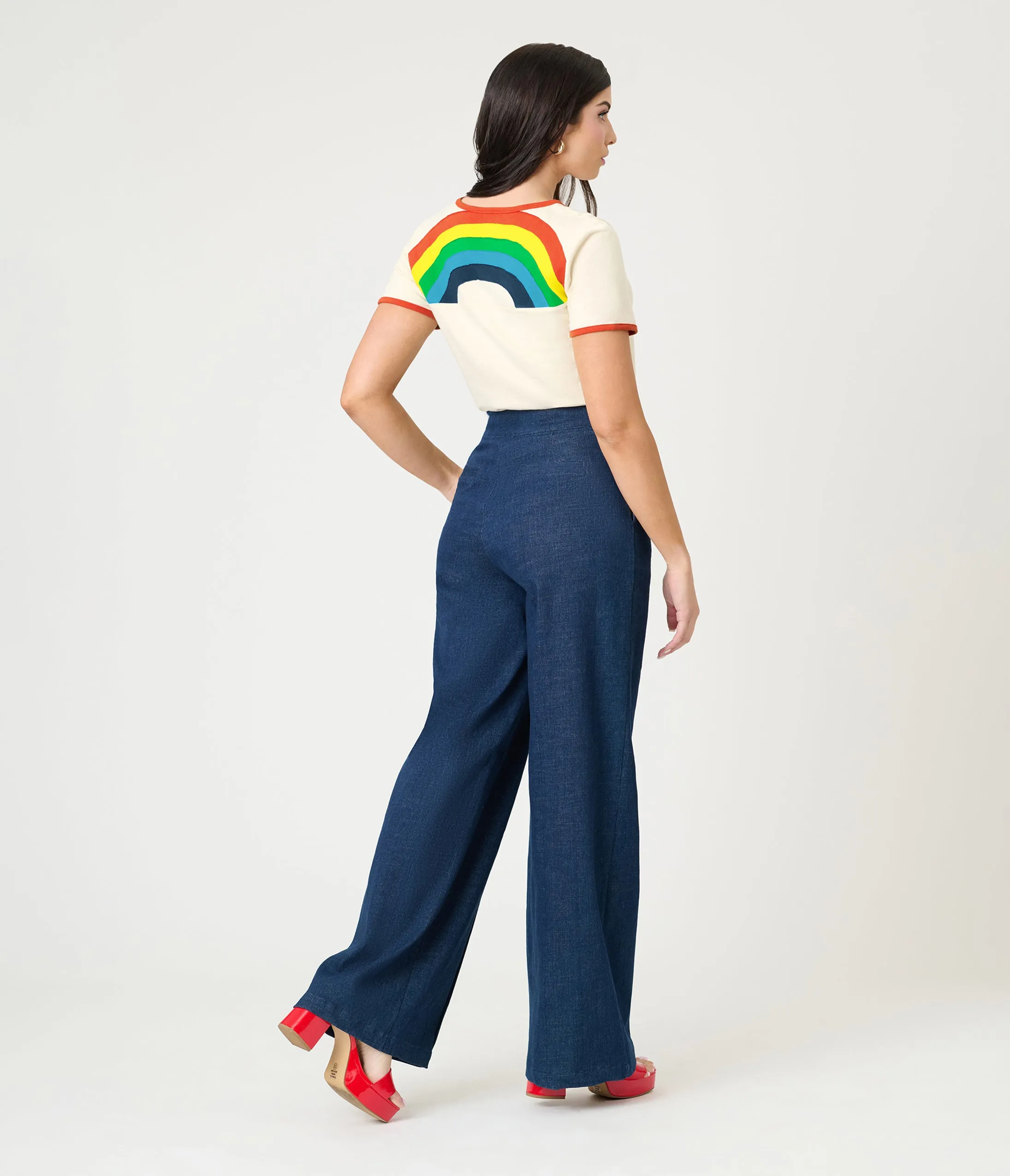 Unique Vintage Antique White & Rainbow Ringer Tee sold by Unique Vintage product image thumbnail 4