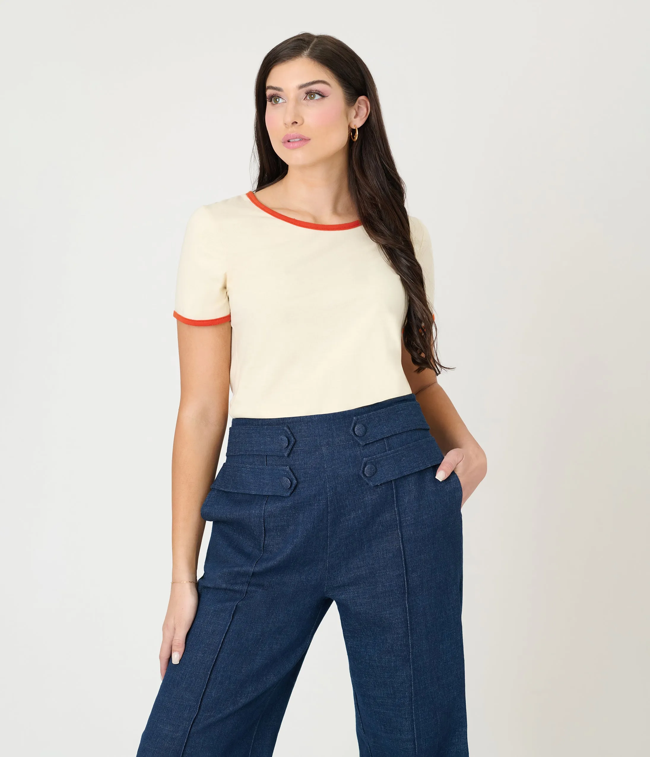 Unique Vintage Antique White & Rainbow Ringer Tee sold by Unique Vintage product image thumbnail 2
