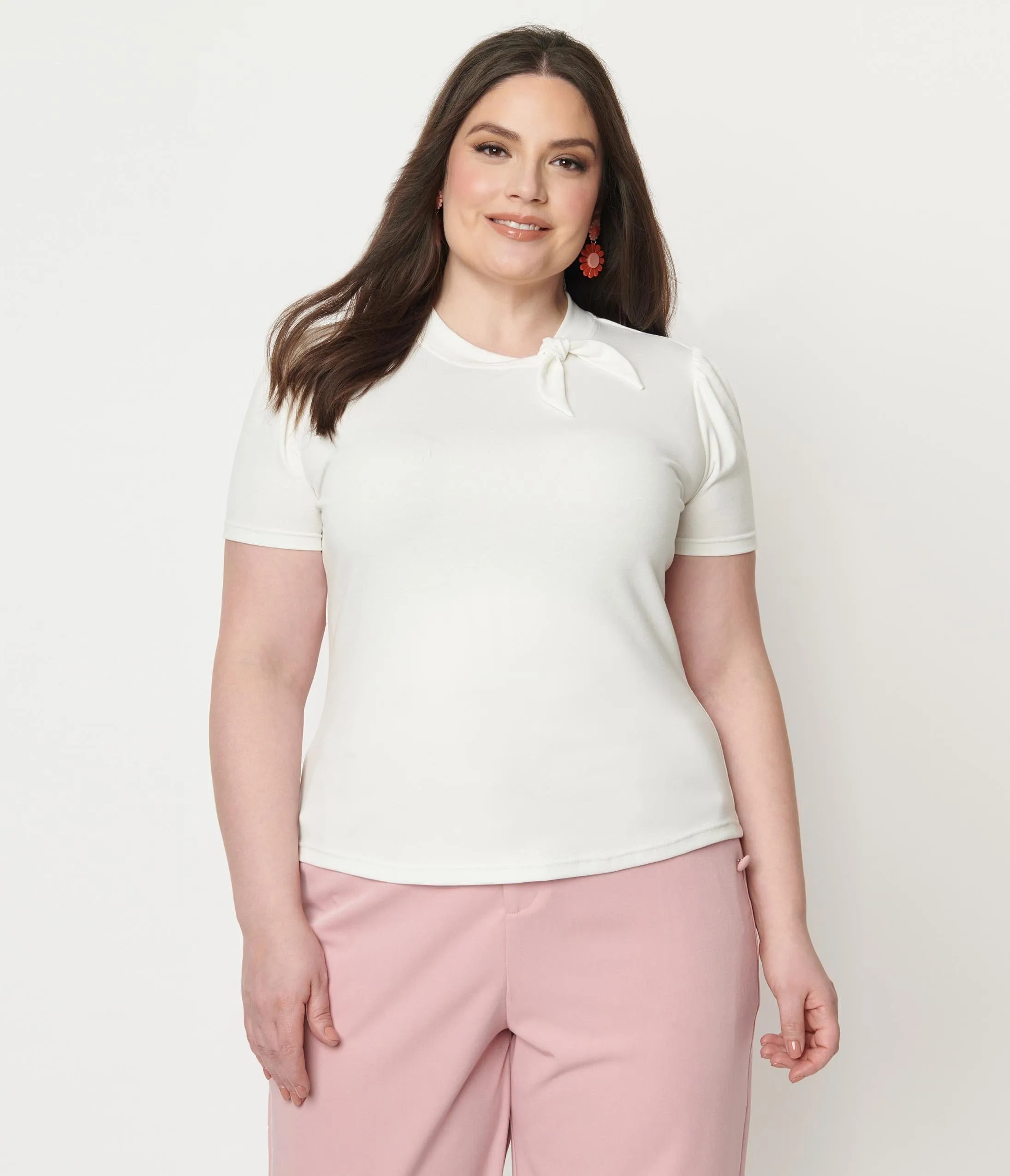 Unique Vintage Plus Size White Bow Sweetie Knit Top sold by Unique Vintage product image thumbnail 5