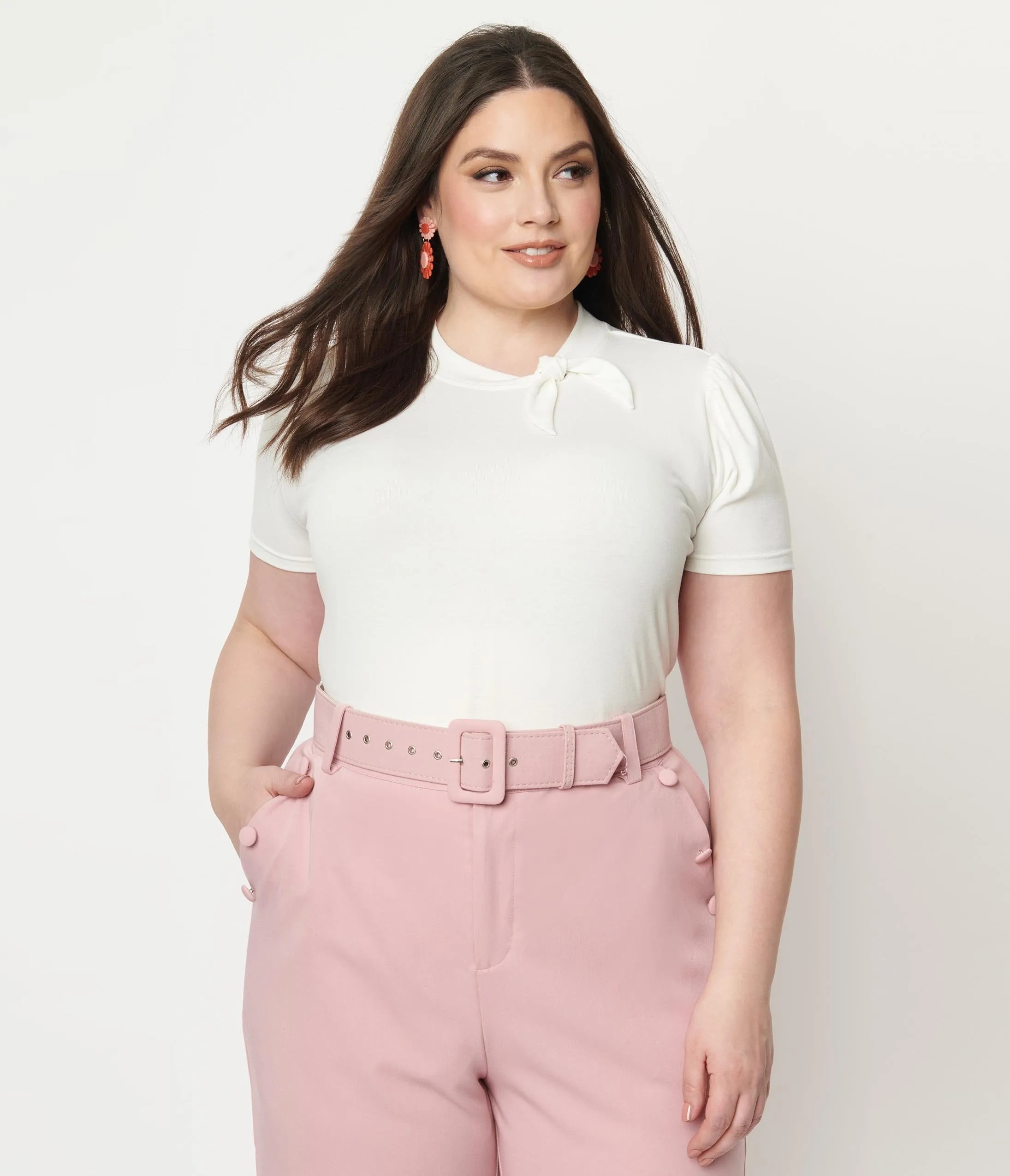 Unique Vintage Plus Size White Bow Sweetie Knit Top sold by Unique Vintage product image thumbnail 3