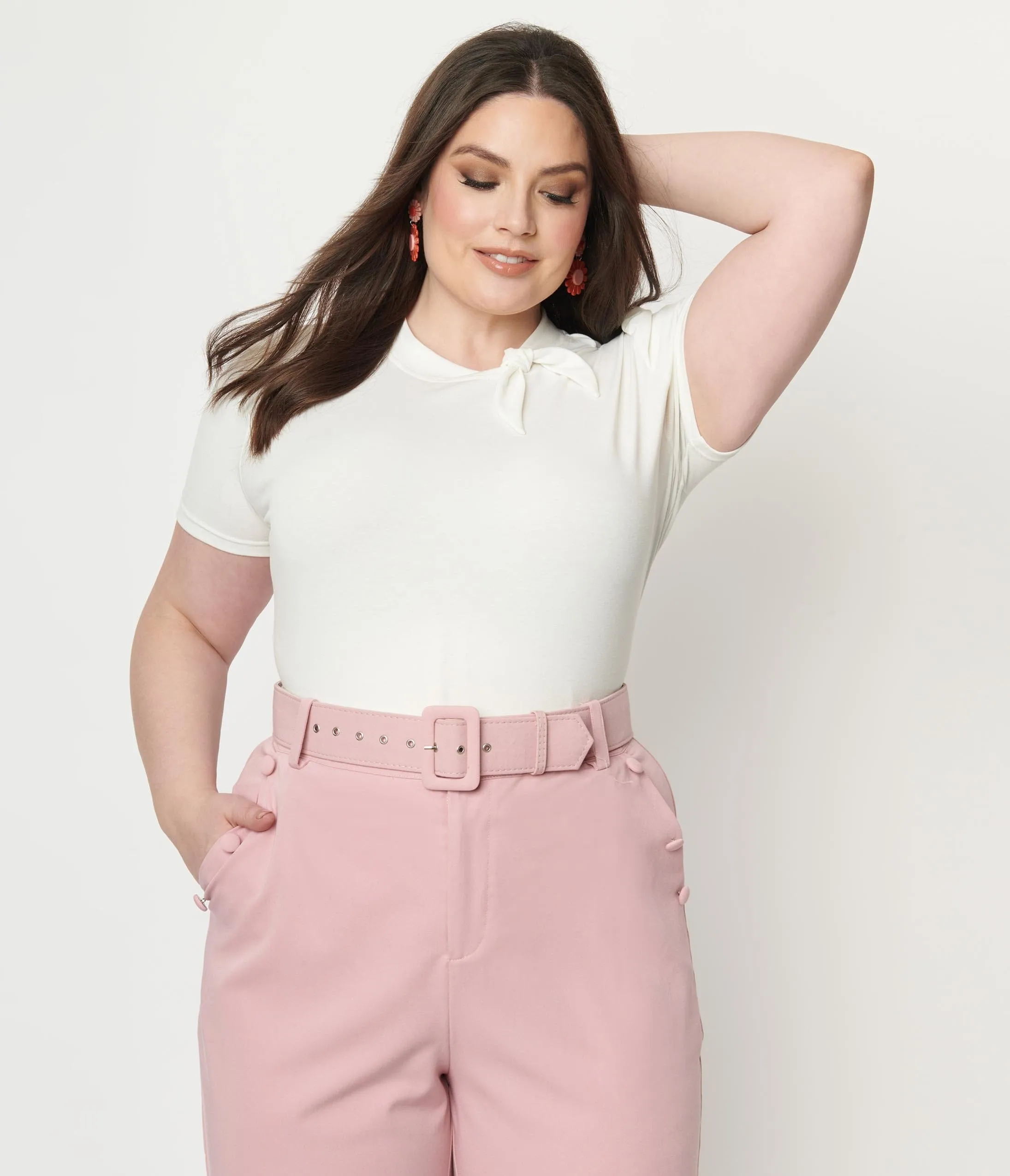 Unique Vintage Plus Size White Bow Sweetie Knit Top sold by Unique Vintage product image thumbnail 4