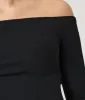 Black Ribbed Off Shoulder Top sold by Unique Vintage