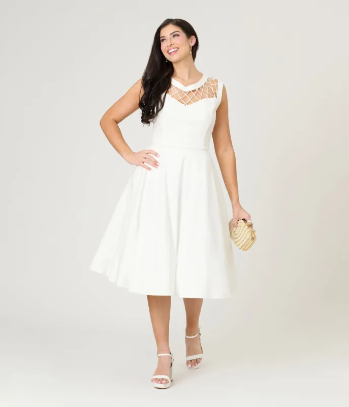 Unique Vintage Ivory Diamond Cable Swing Dress sold by Unique Vintage