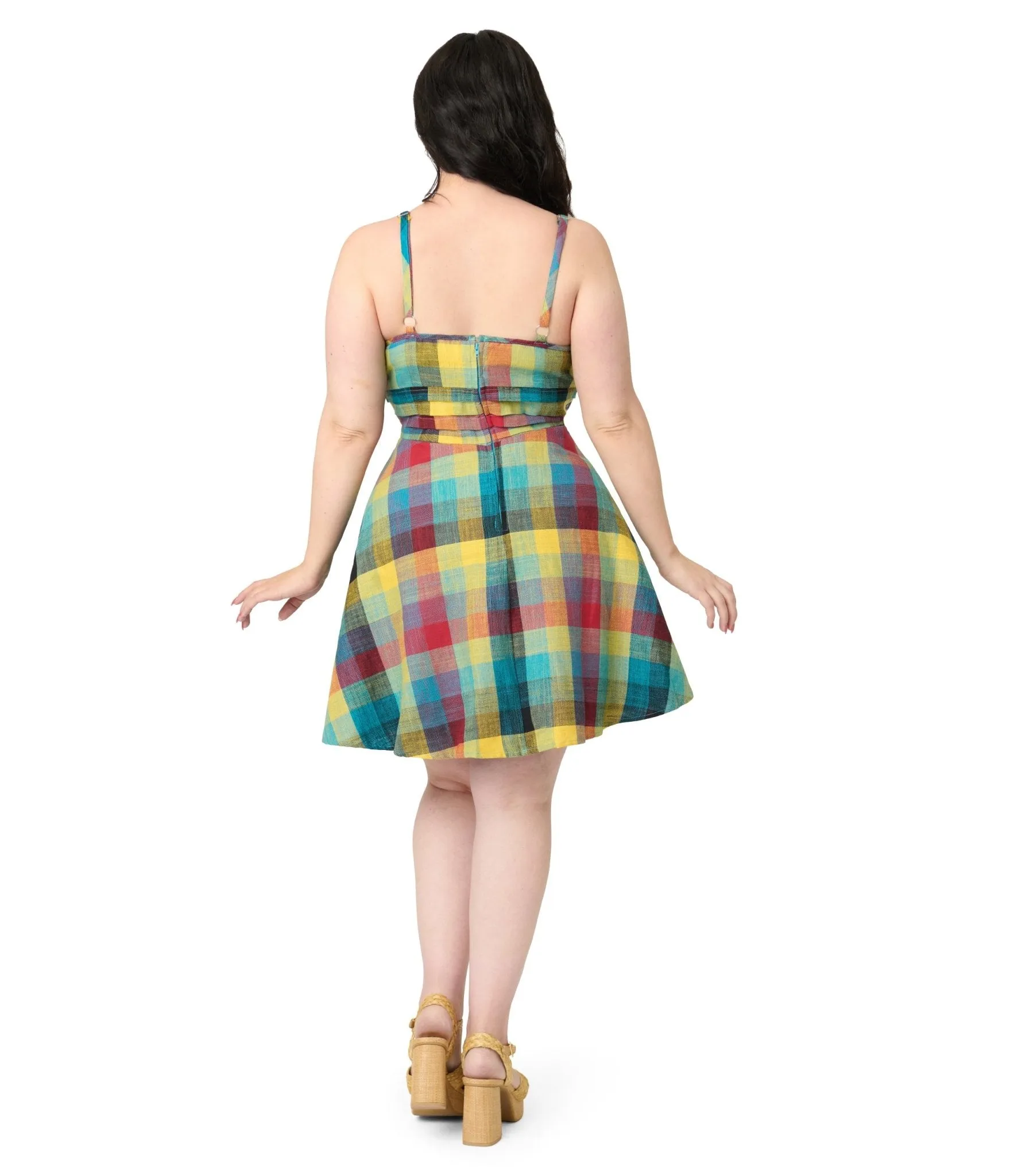 Unique Vintage Plus Size Multicolor Plaid Cotton Flare Dress sold by Unique Vintage product image thumbnail 3