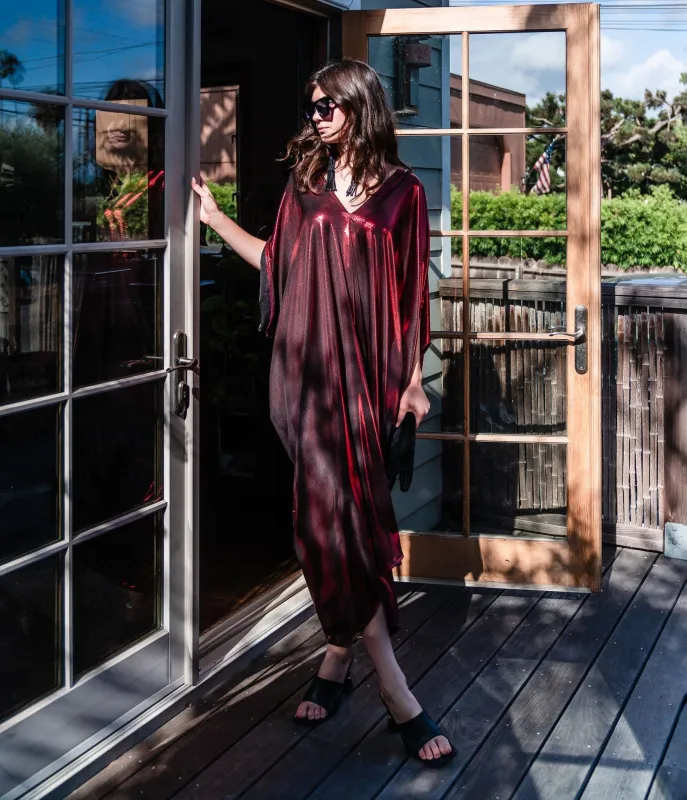 Jennafer Grace Metallic Electric Cherry Caftan sold by Unique Vintage