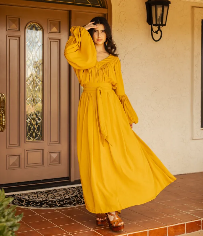 Jennafer Grace Saffron Stardust Maxi Dress sold by Unique Vintage