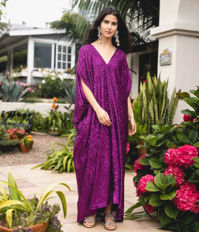 Jennafer Grace Fuchsia Sequin Caftan sold by Unique Vintage