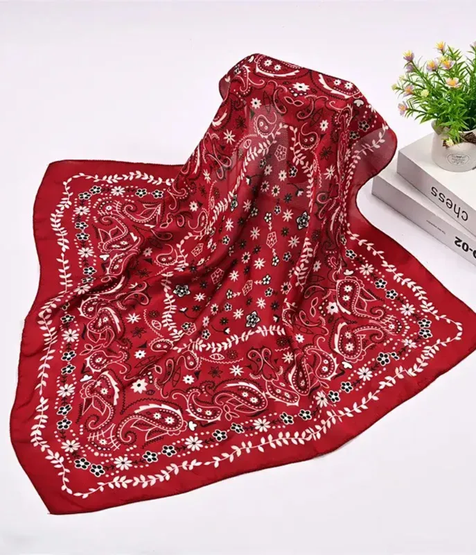 Red Western Silk Bandana sold by Unique Vintage