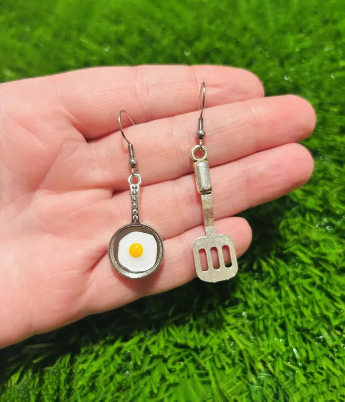Frying Pan Egg Earrings sold by Unique Vintage