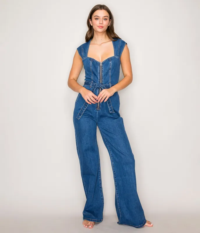Sleeveless Denim Jumpsuit sold by Unique Vintage