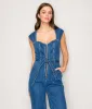 Sleeveless Denim Jumpsuit sold by Unique Vintage