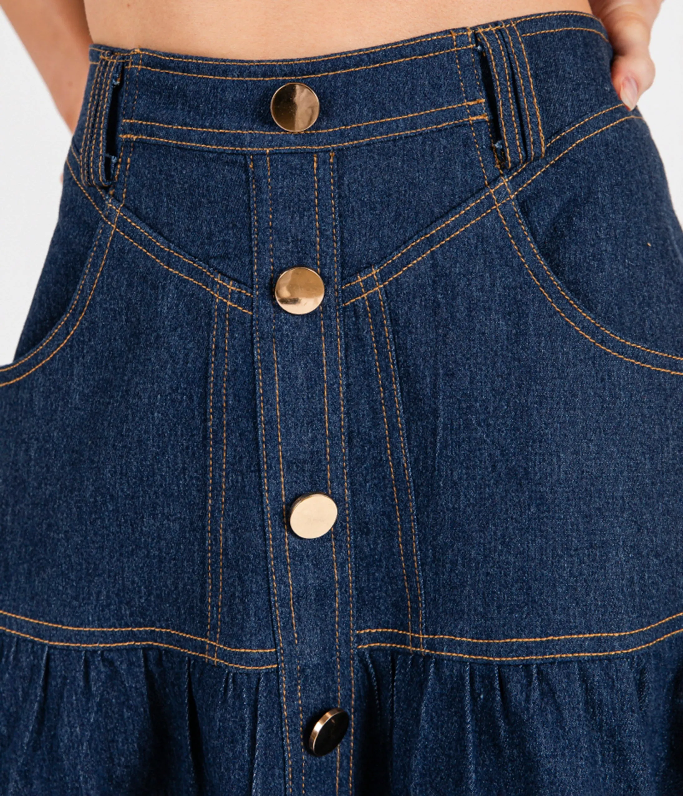 Dark Denim A-Line Maxi Skirt sold by Unique Vintage product image thumbnail 4