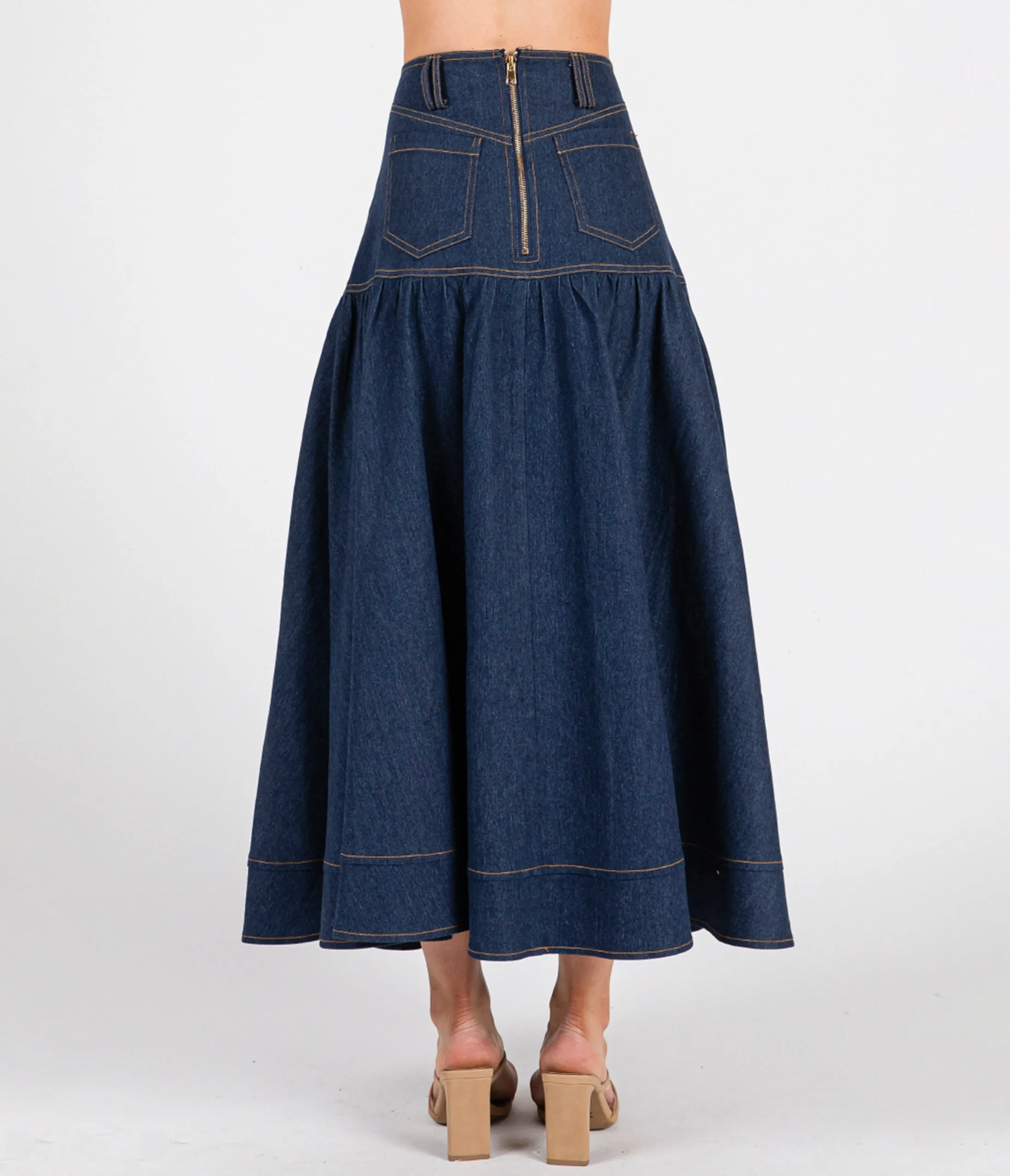 Dark Denim A-Line Maxi Skirt sold by Unique Vintage product image thumbnail 2